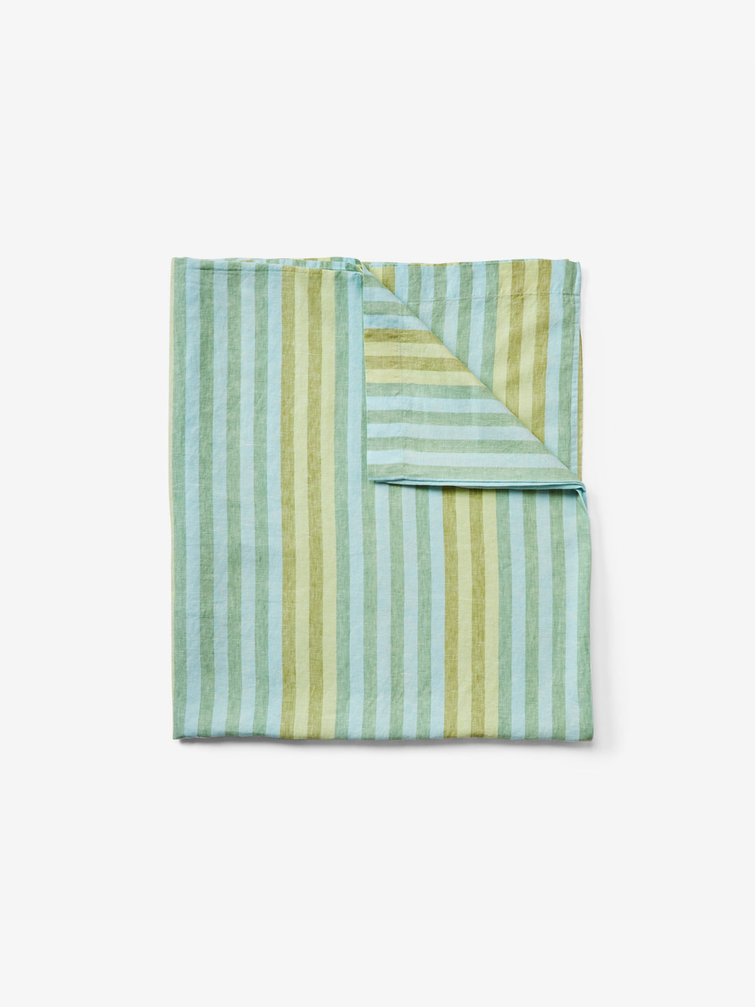 Stripe Blue Green Linen Flat Sheet