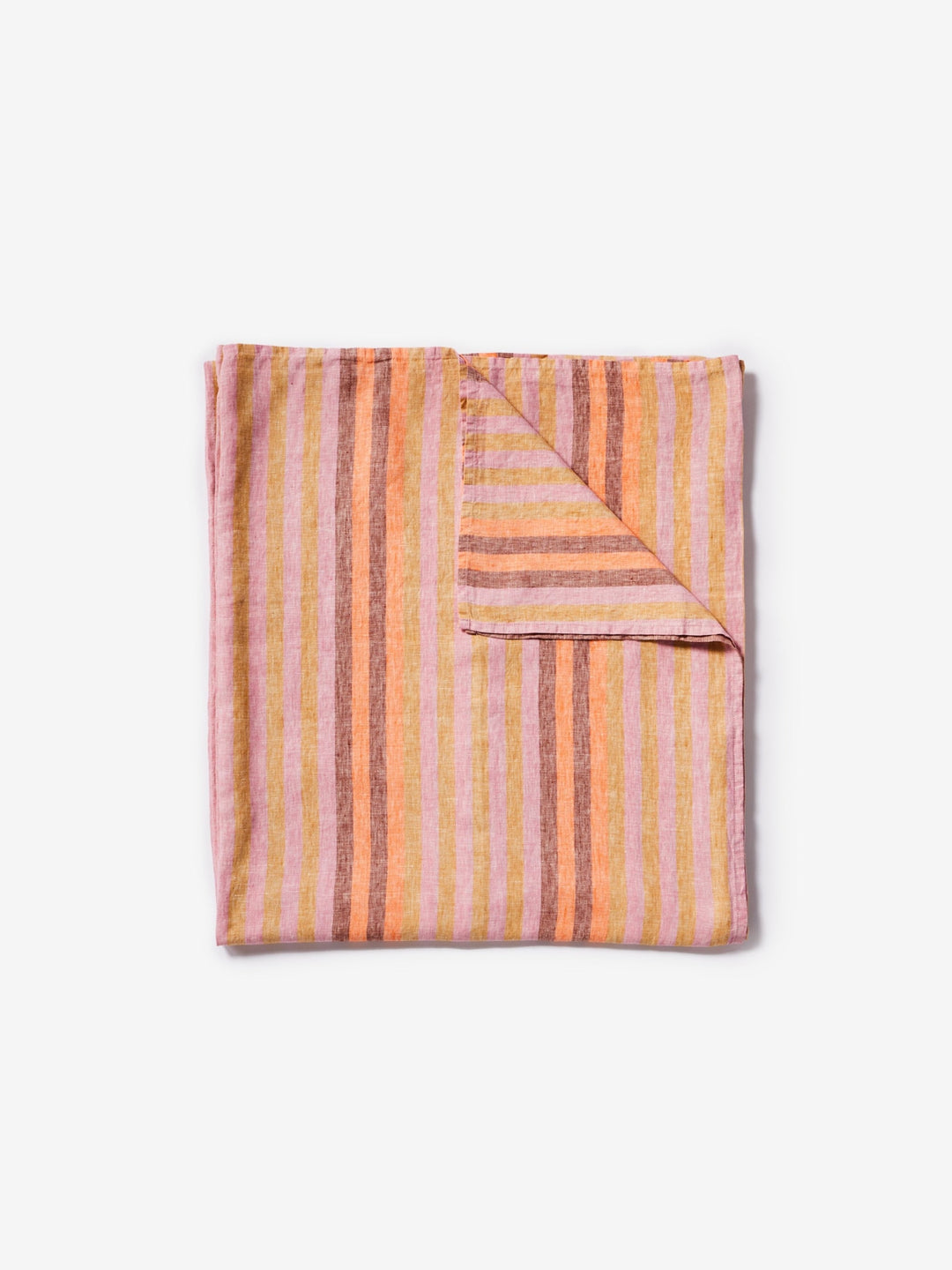 Stripe Orange Linen Flat Sheet