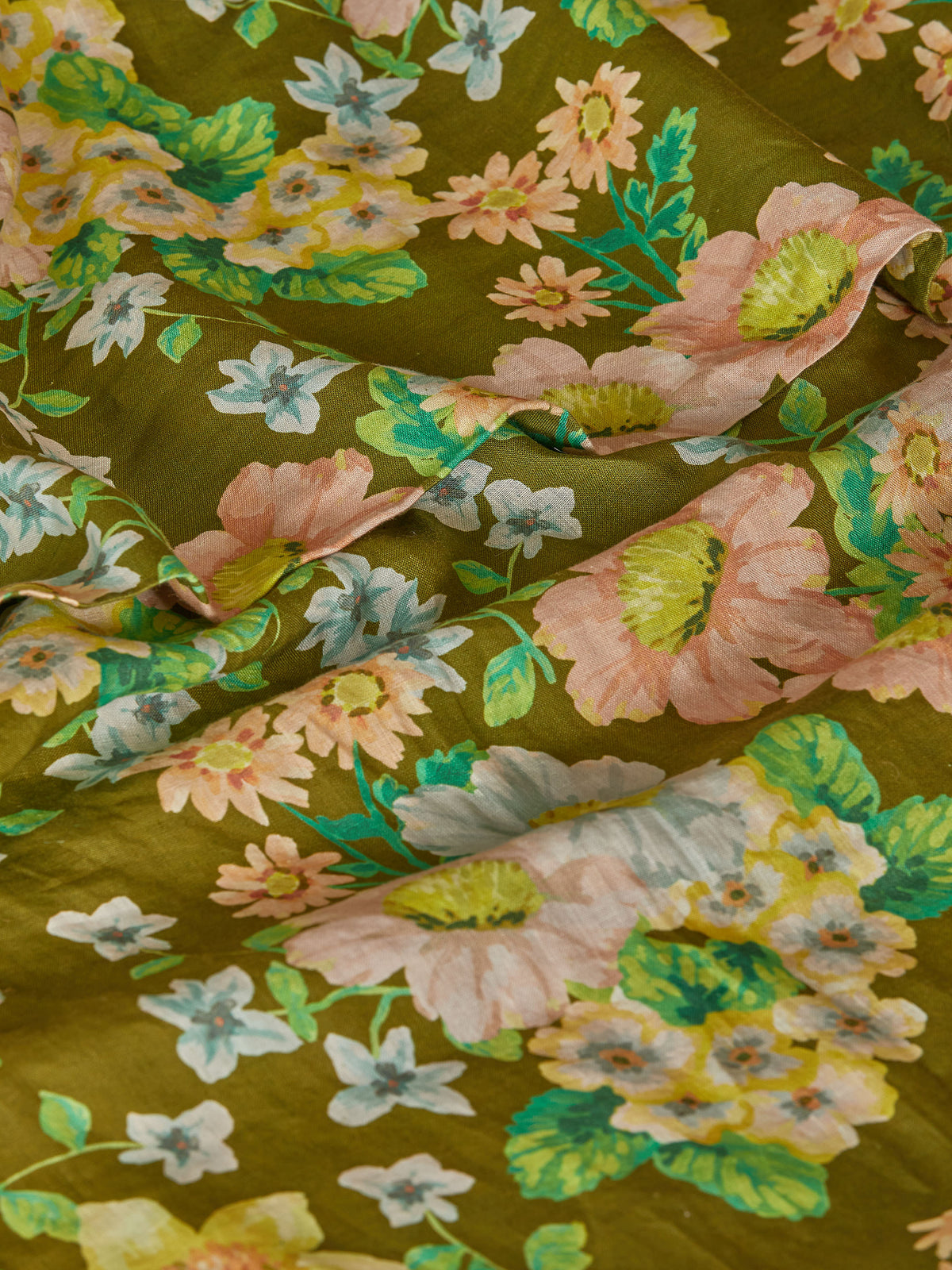 Buttercup Olive Linen Flat Sheet