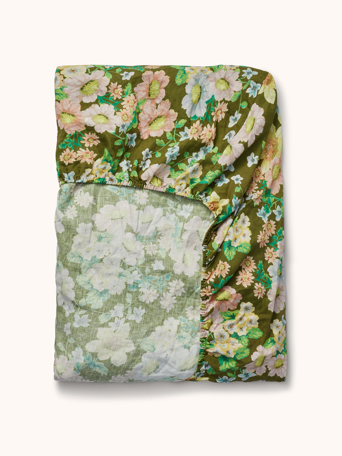 Buttercup Olive Linen Fitted Sheet