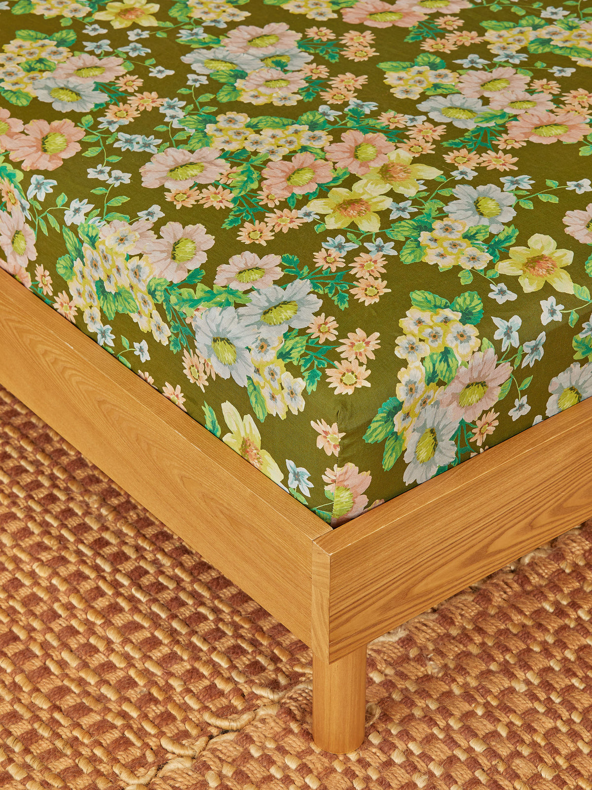 Buttercup Olive Linen Fitted Sheet