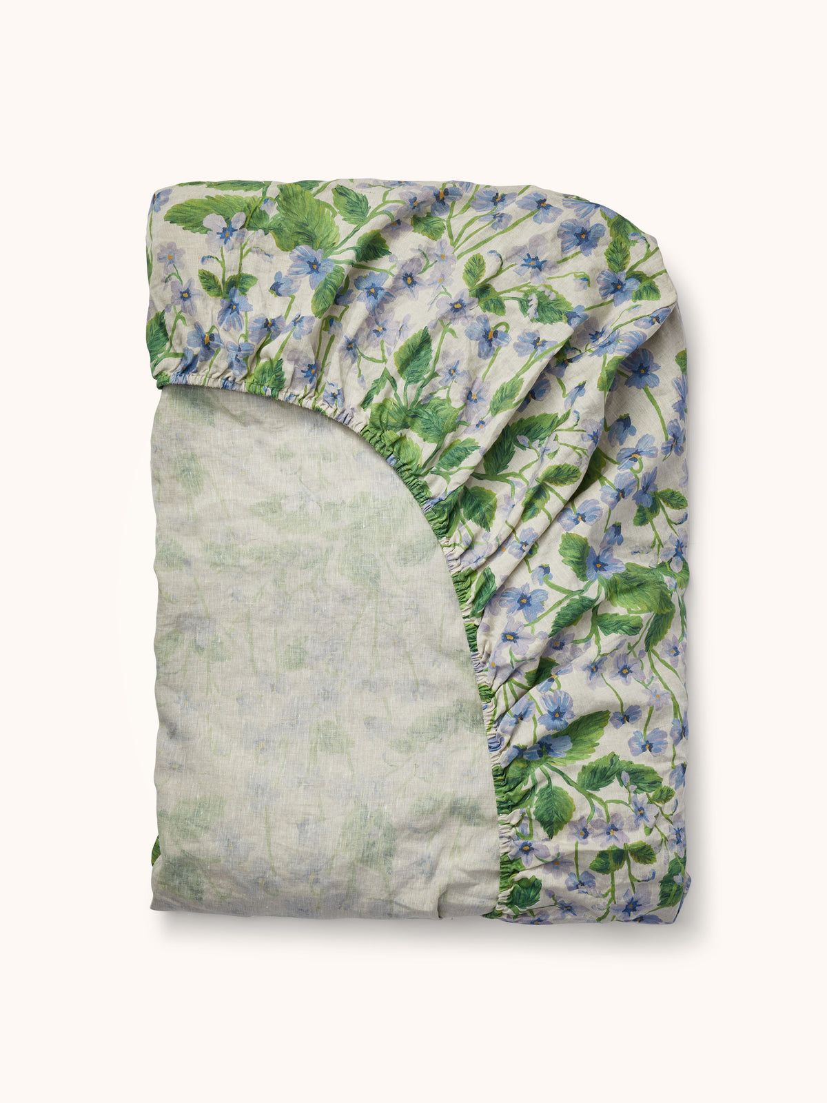 Lilas Blue Linen Fitted Sheet