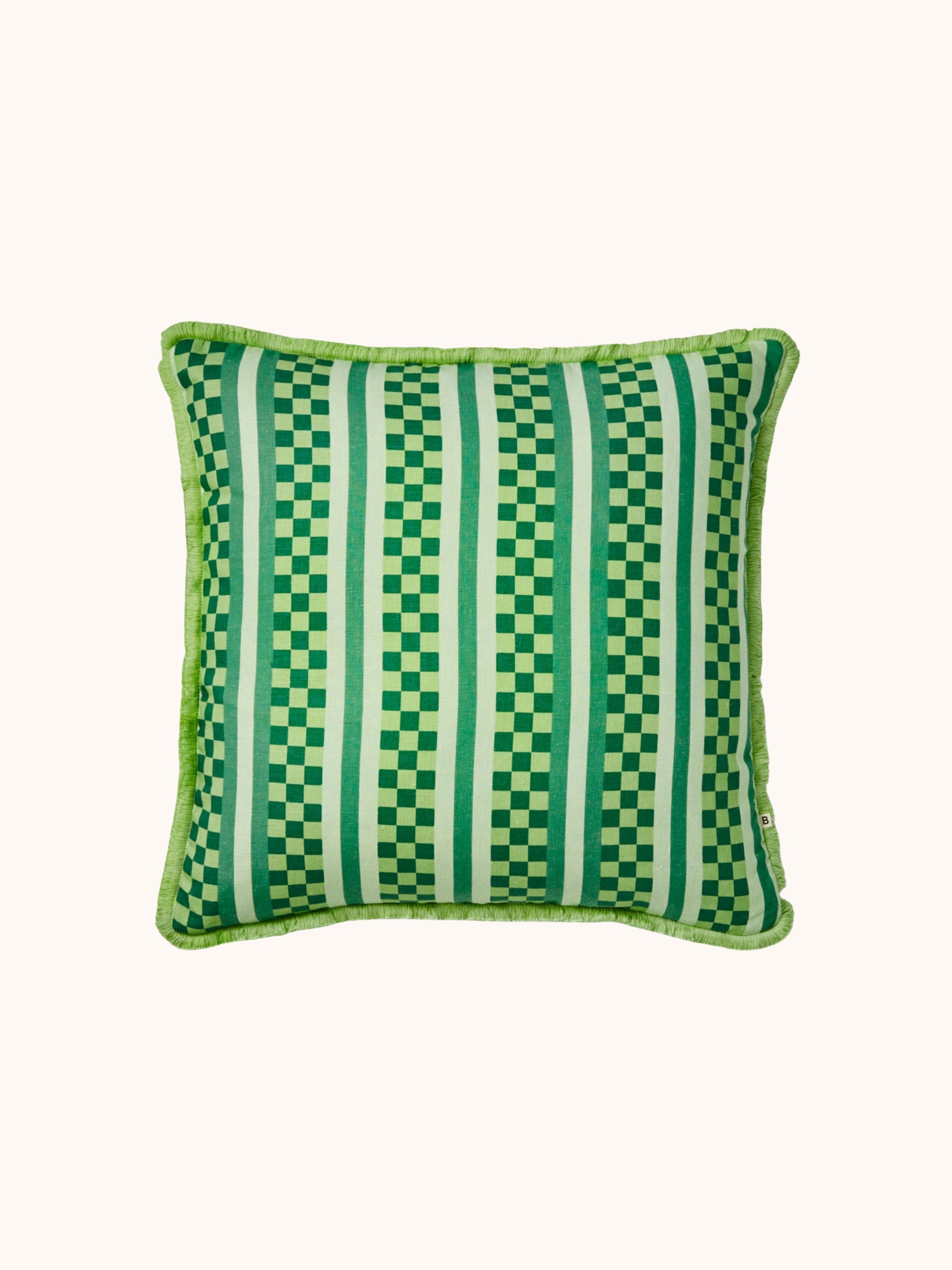 Marco Tile Green Linen Cushion - Almost Perfect