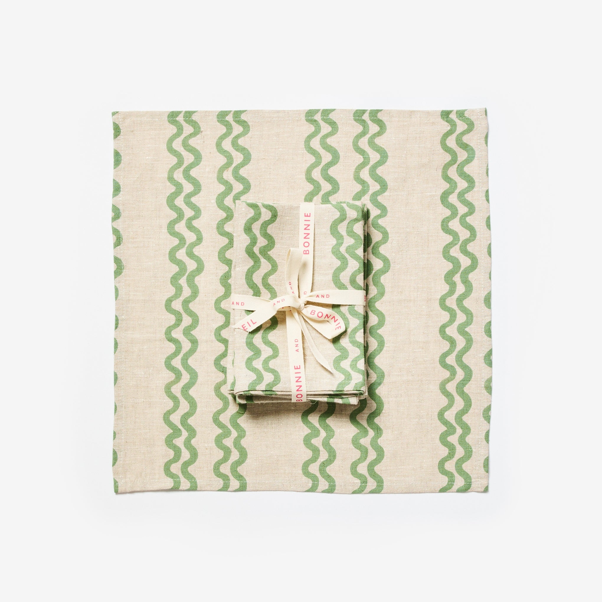 Double Waves Green Napkins (set of 4)