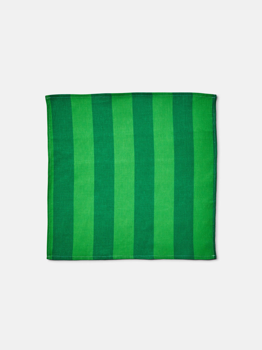 Bold Stripe Green Linen Napkins