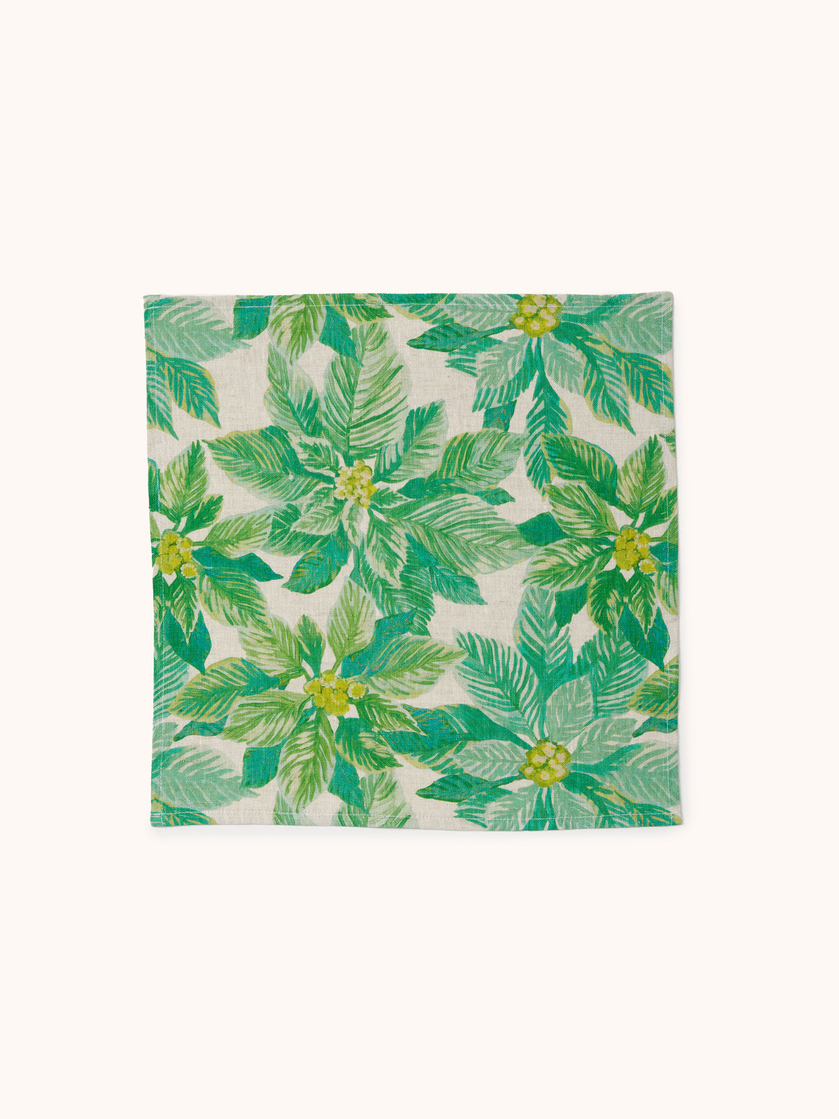 Poinsettia Green Linen Napkins