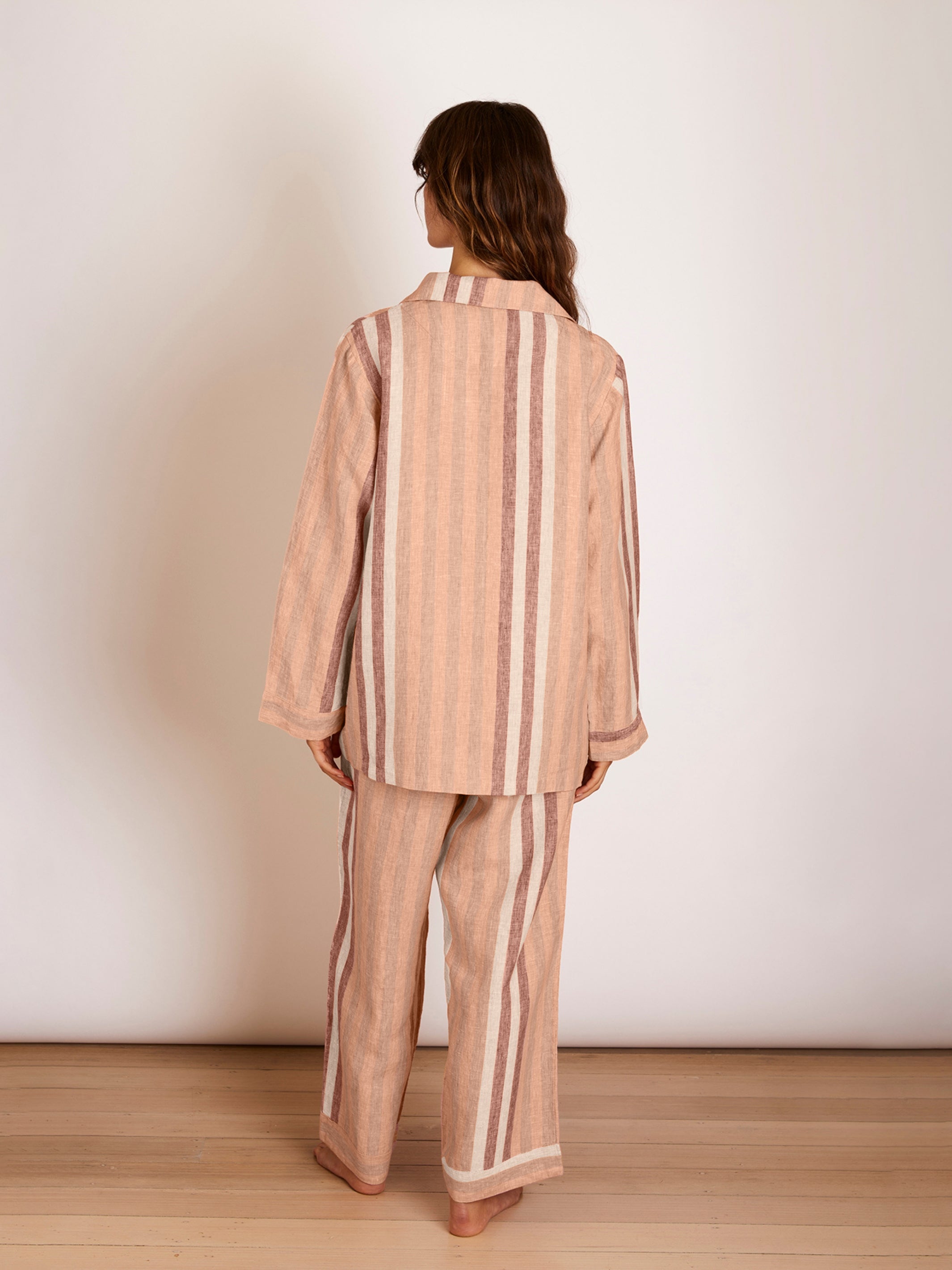 Stripe Hazelnut Linen Pyjama Set