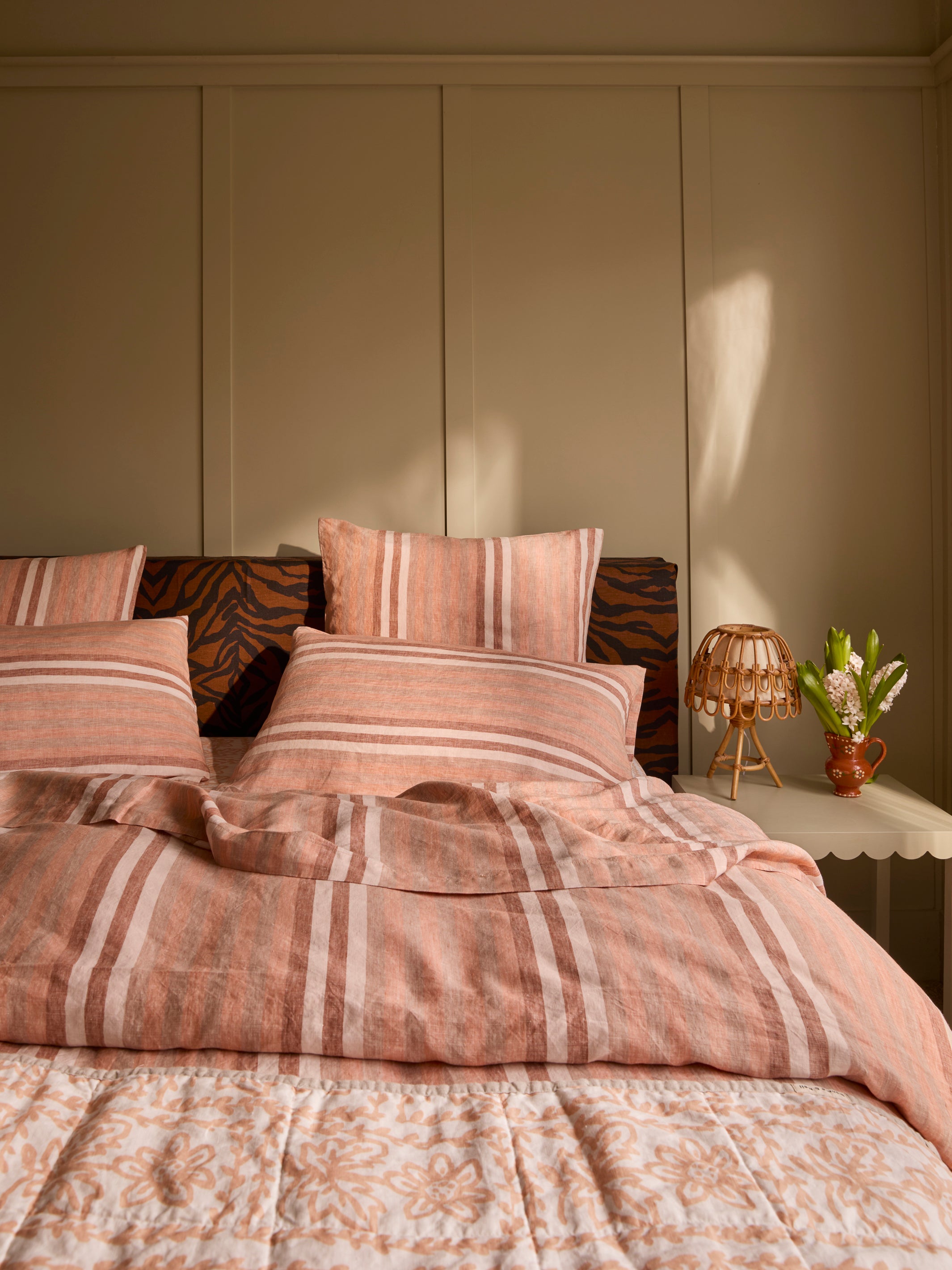 Stripe Hazelnut Linen Standard Pillowcases