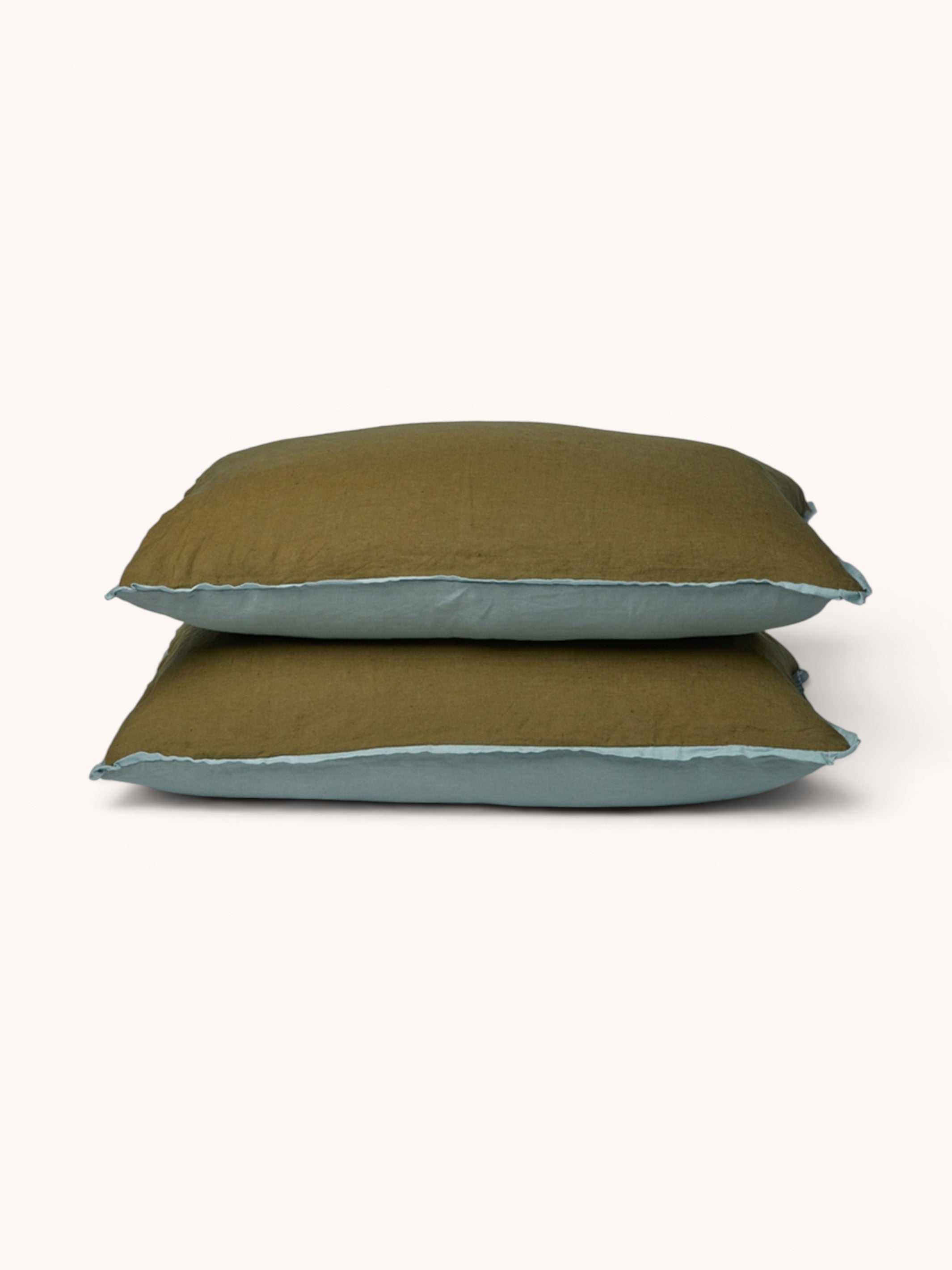 Sage & Khaki Linen Standard Pillowcases