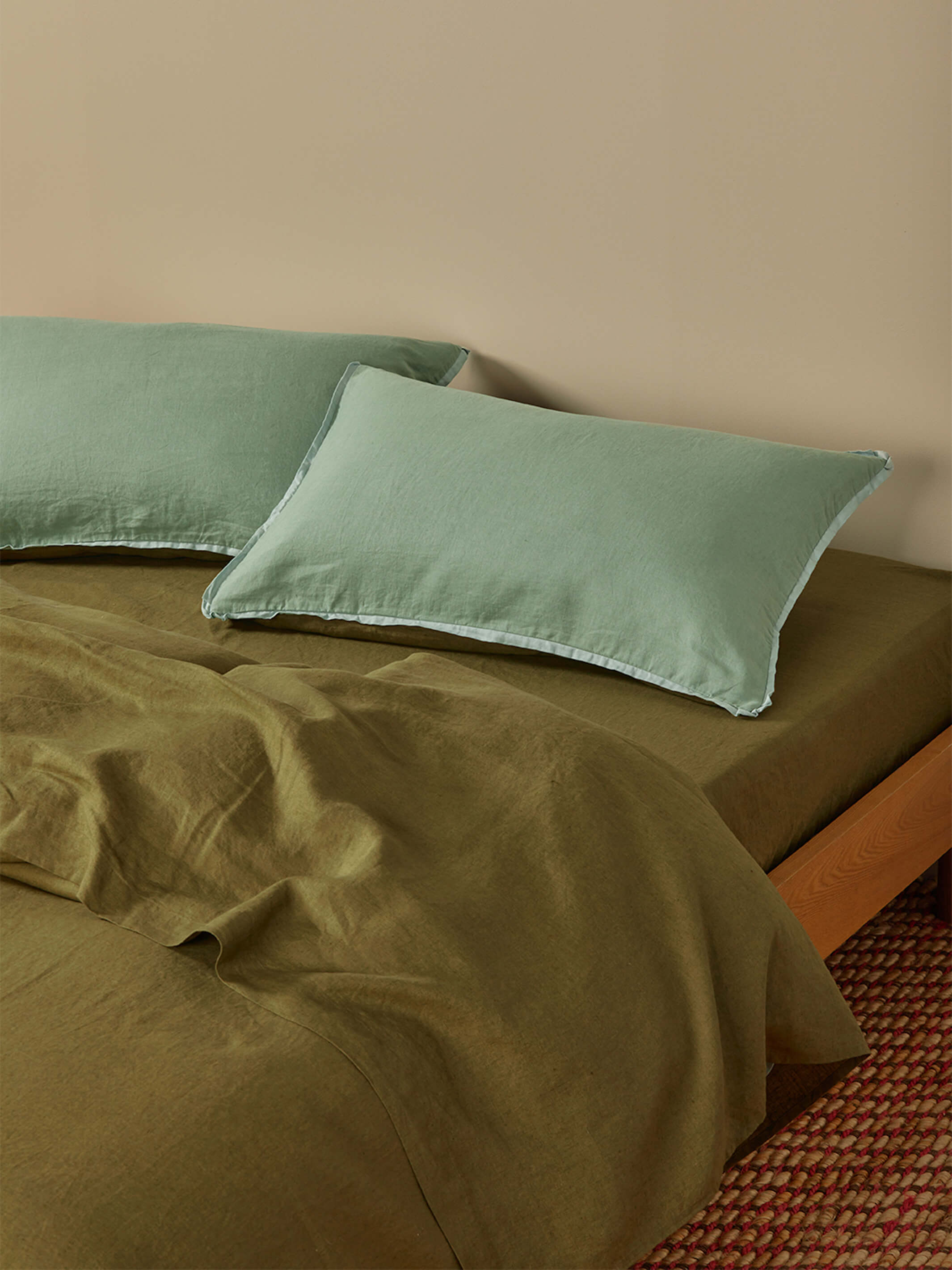 Sage & Khaki Linen Standard Pillowcases