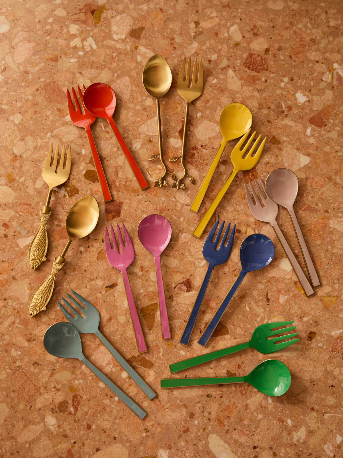 Blush Enamel Salad Severs
