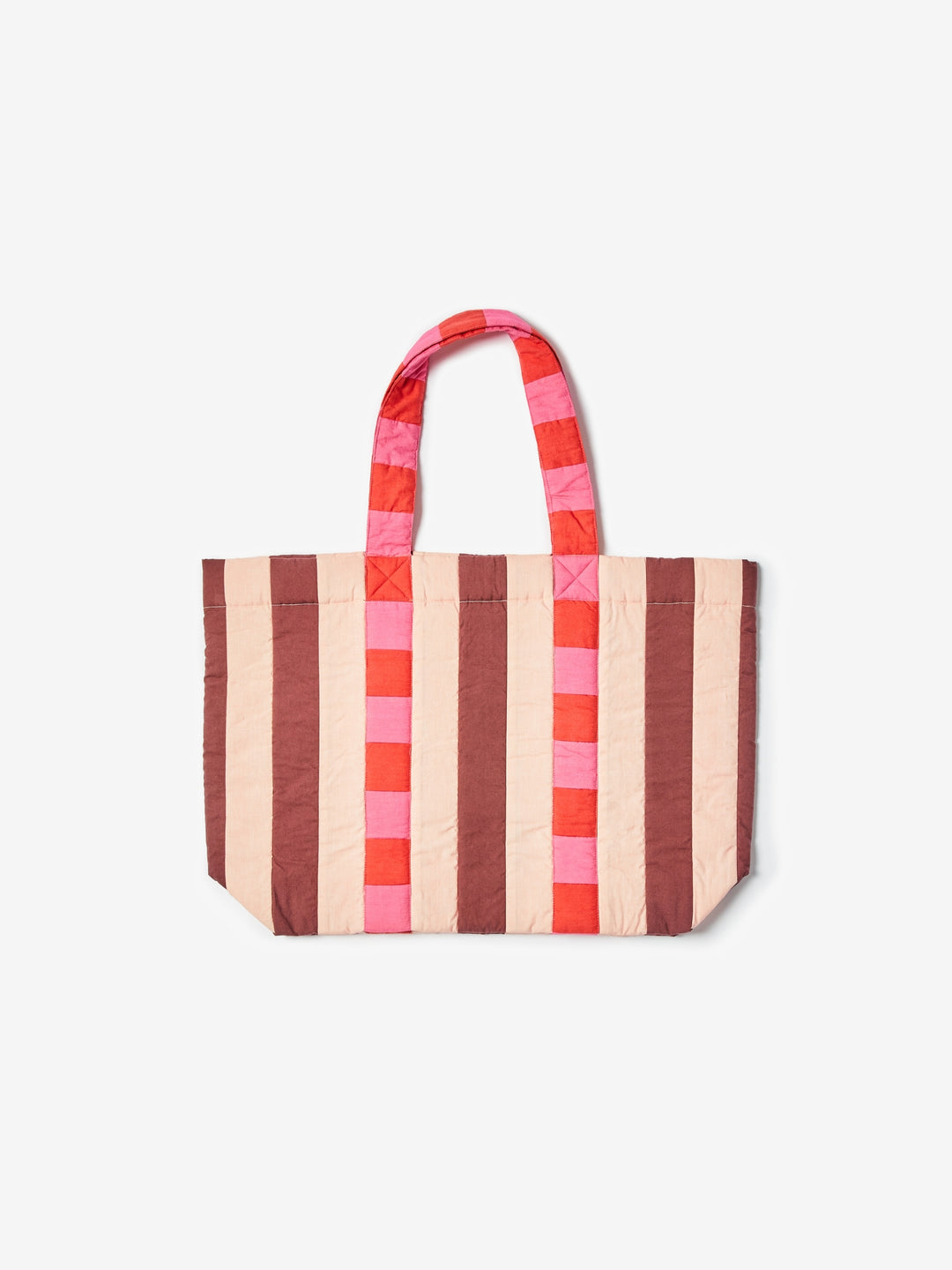 Stripe Pink Cerise Quilted Tote Bag