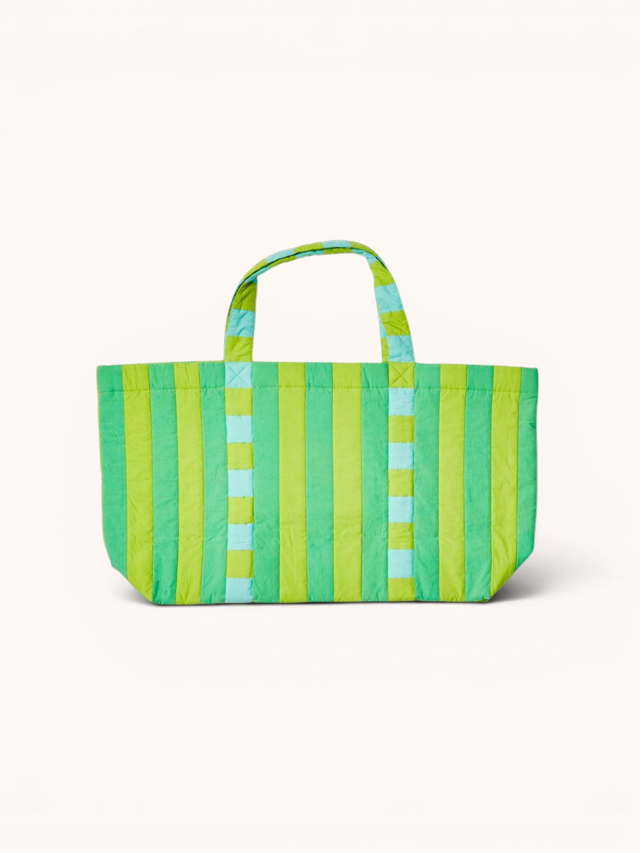 Stripe Green Quilted Tote Bag
