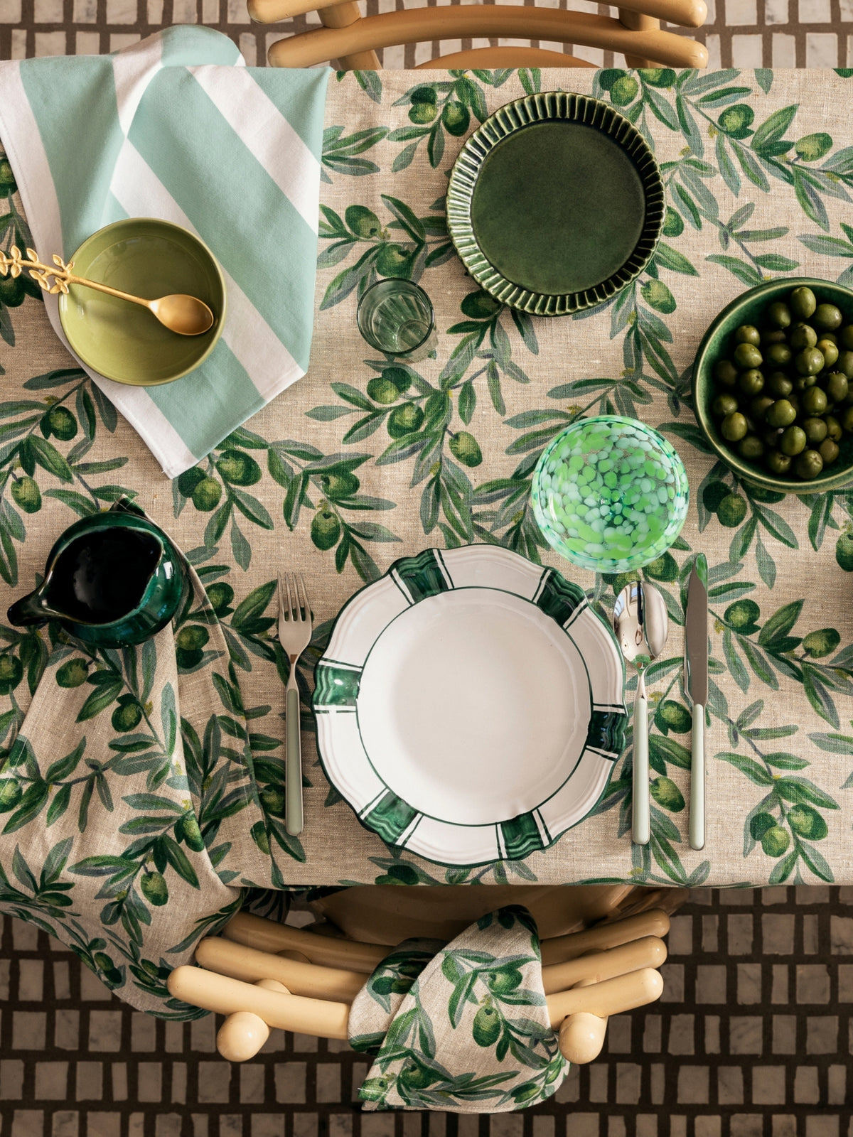 Olive Green Linen Tablecloth