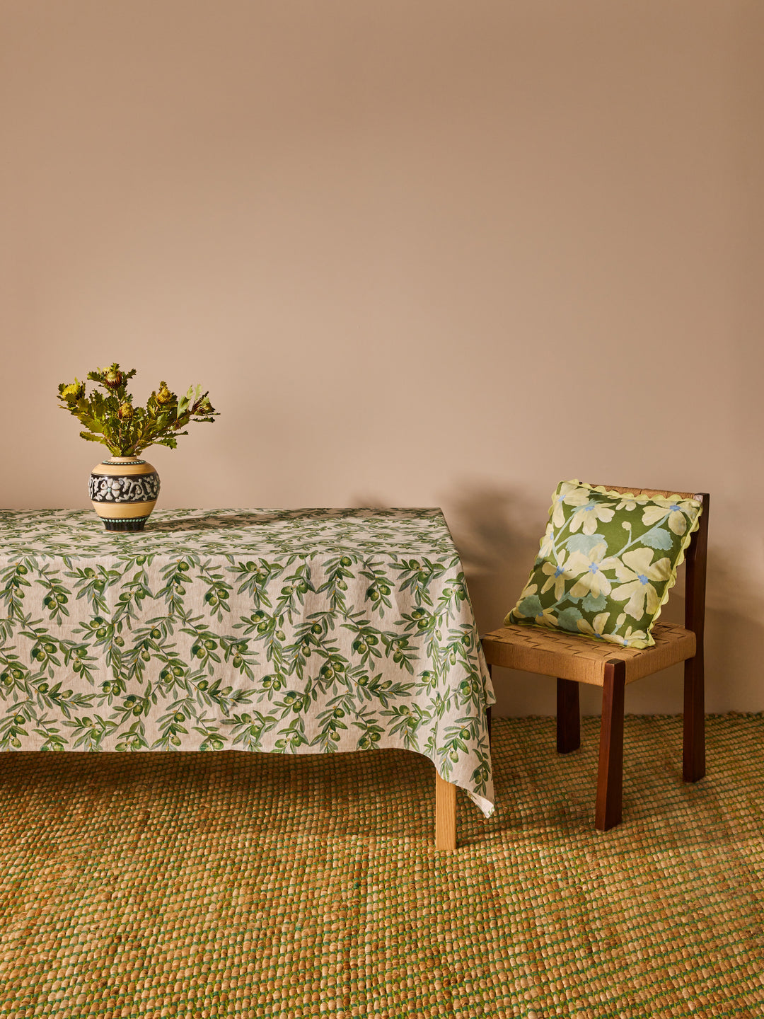 Olive Green Linen Tablecloth