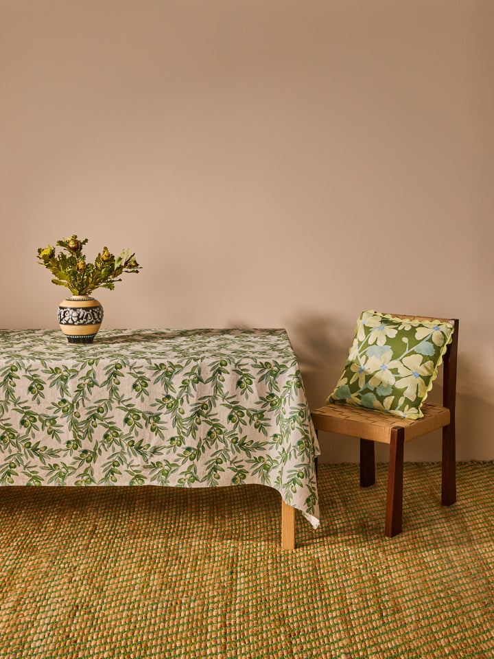 Olive Green Linen Tablecloth