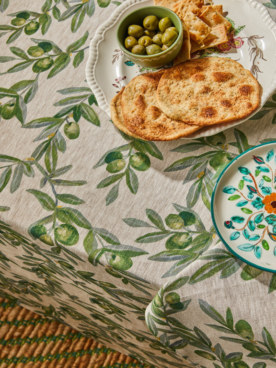 Olive Green Linen Tablecloth