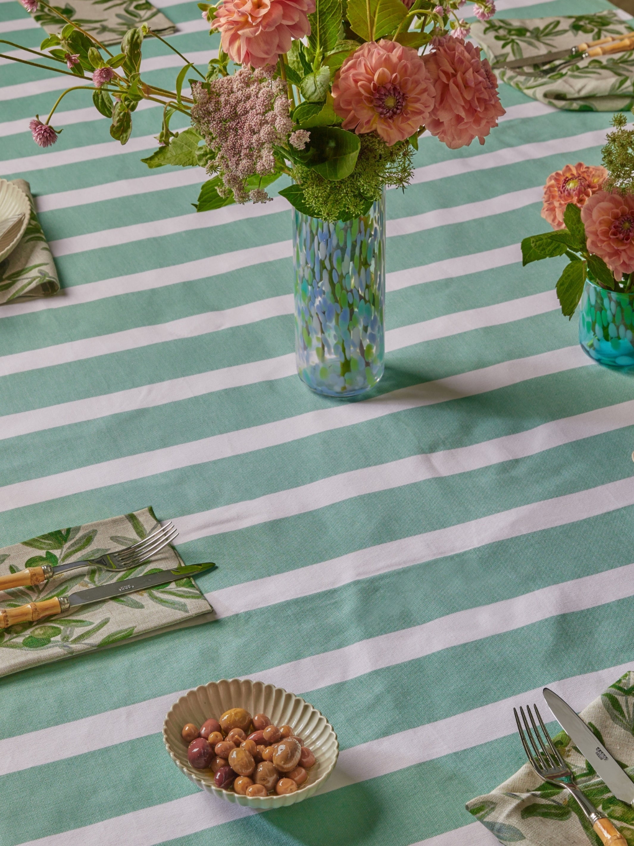 Florence Stripe Pistachio Tablecloth - Almost Perfect