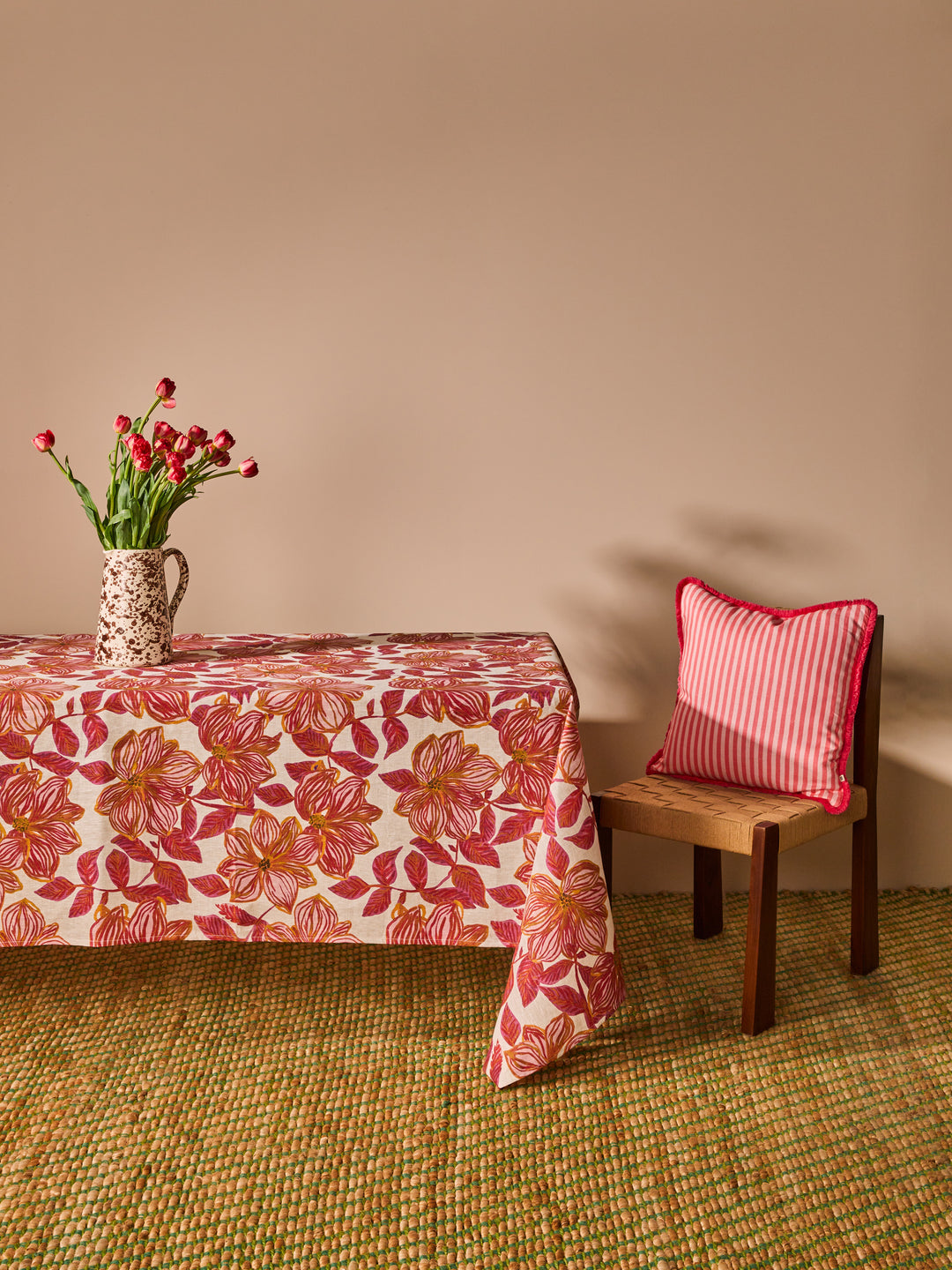 Azalea Pink Linen Tablecloth