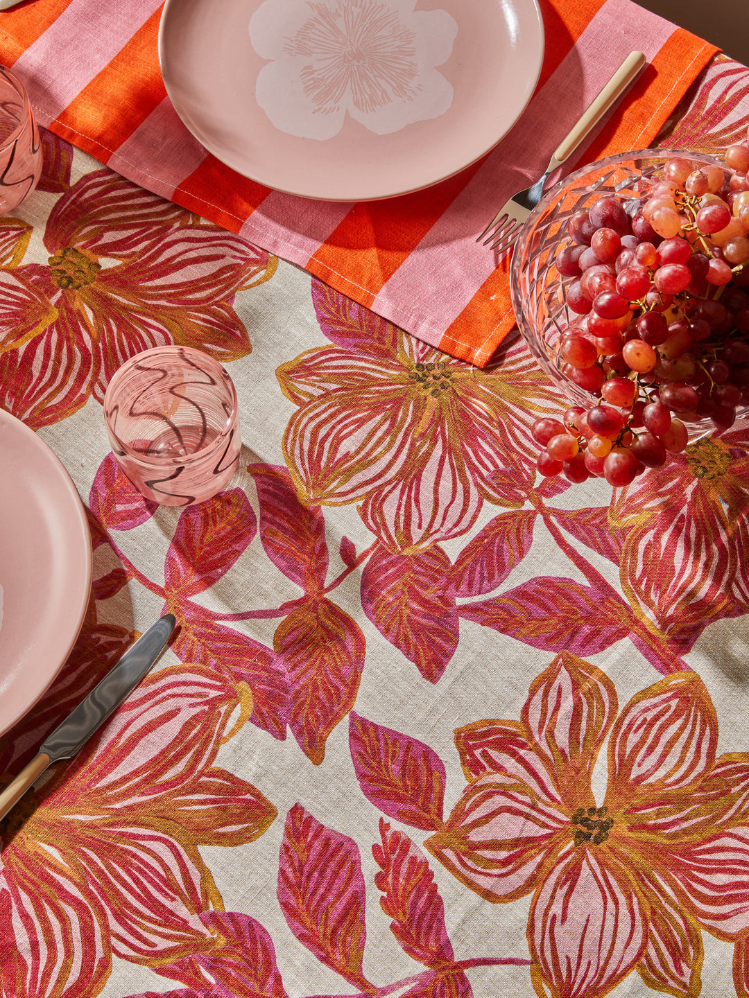 Azalea Pink Linen Tablecloth