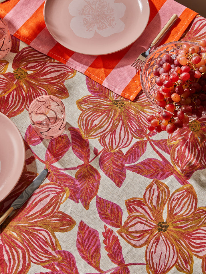 Azalea Pink Linen Tablecloth