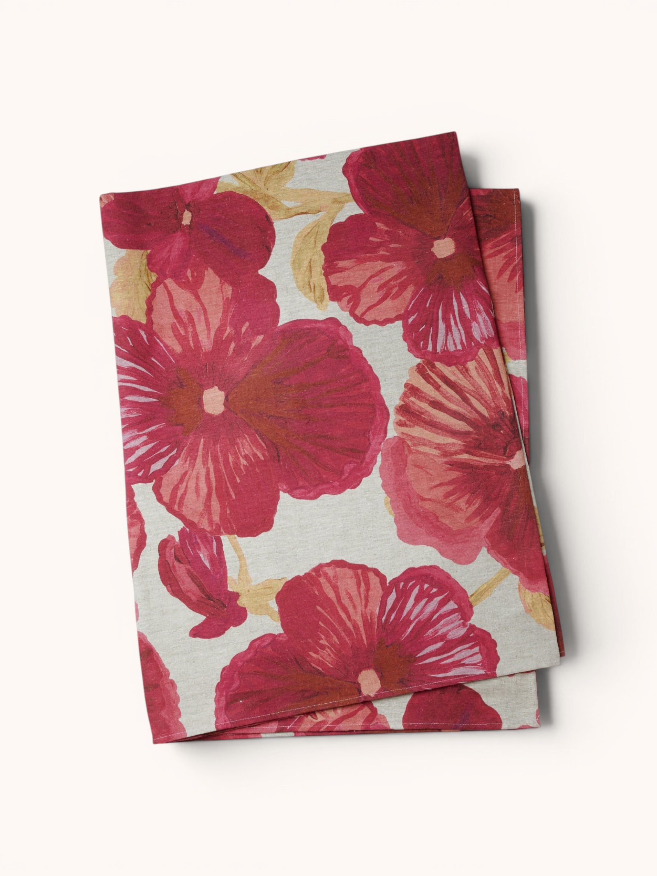 Wild Pansy Pink Linen Tablecloth