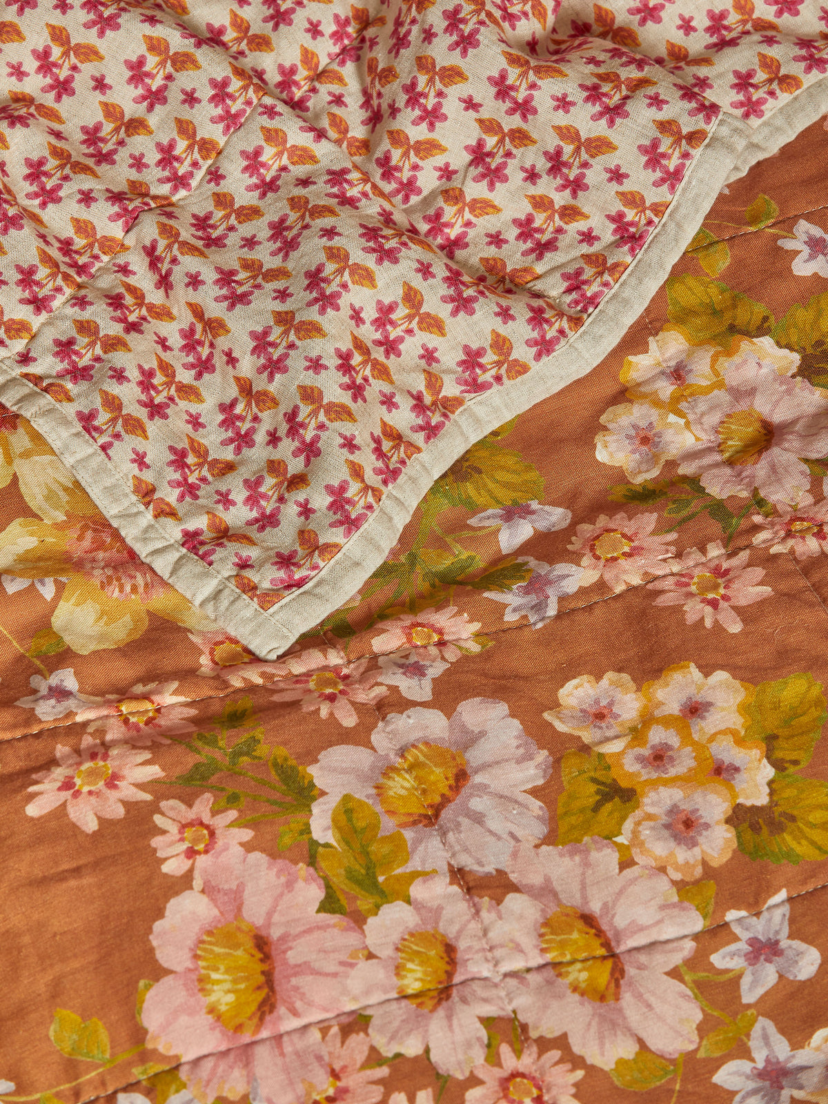 Buttercup Rust & Petit Madeline Pink Linen Quilted Throw