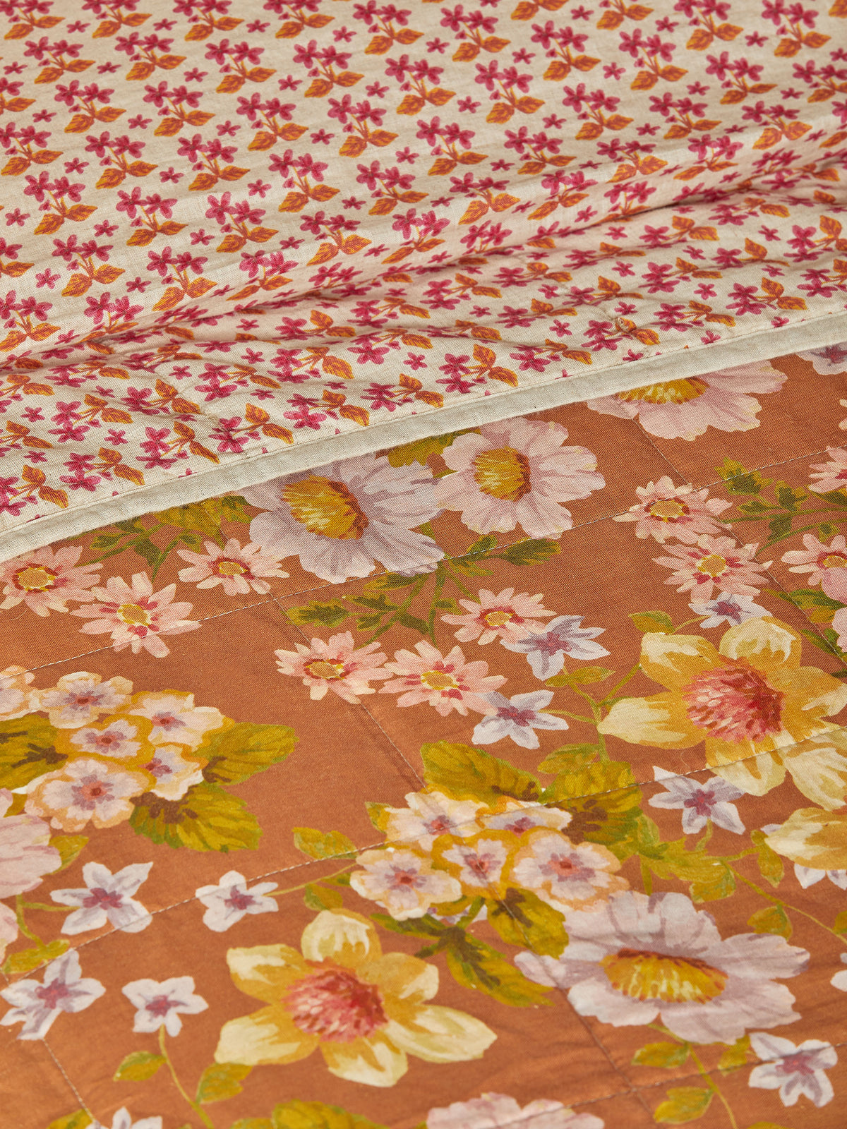 Buttercup Rust & Petit Madeline Pink Linen Quilted Throw
