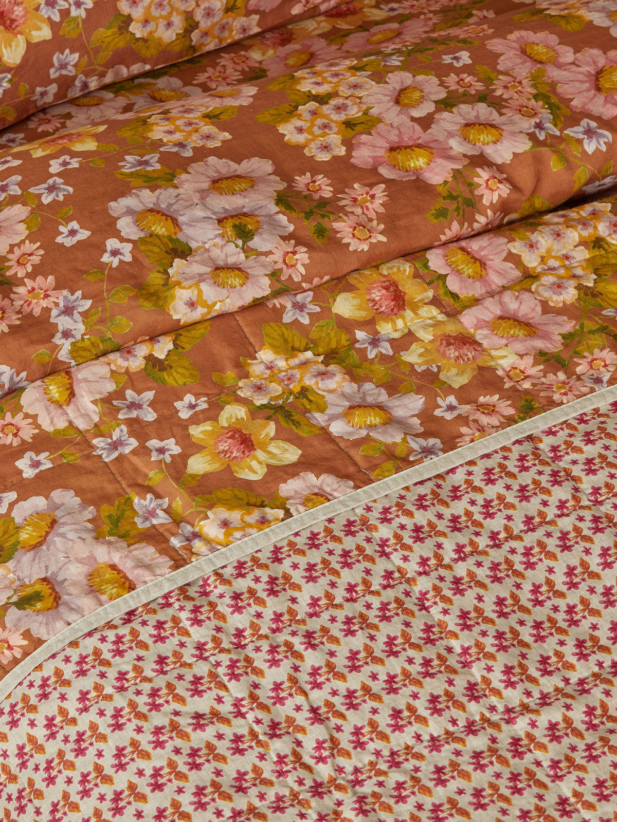 Buttercup Rust & Petit Madeline Pink Linen Quilted Throw