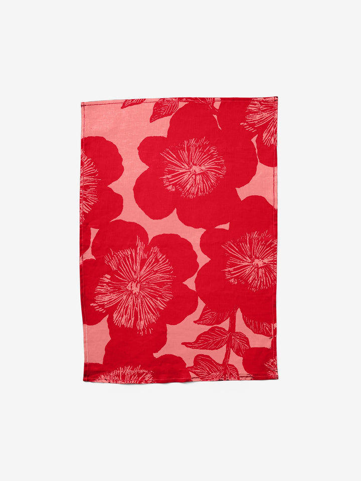 Jardin Pink Linen Tea Towel