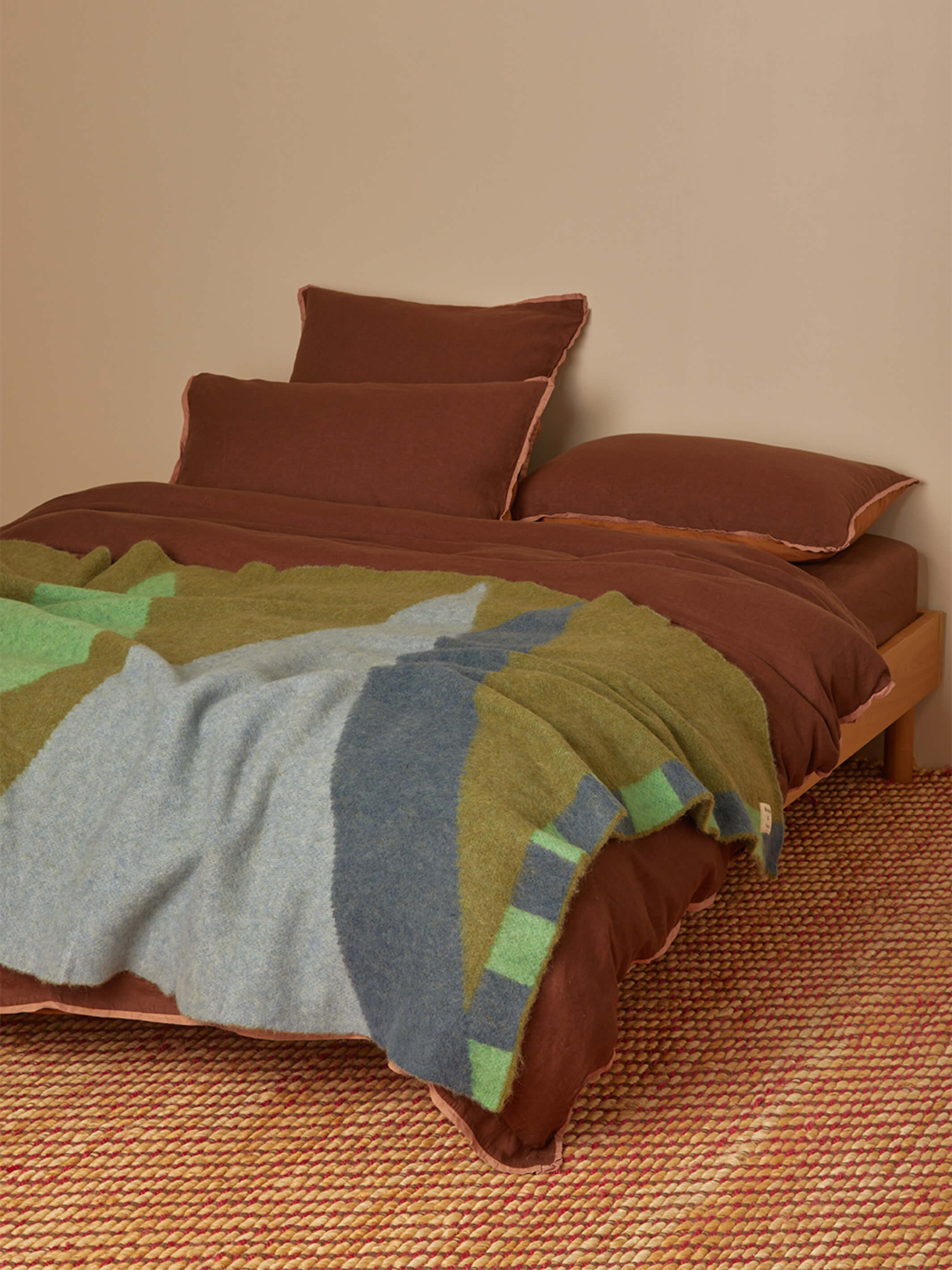 Geometric Green Mohair Throw