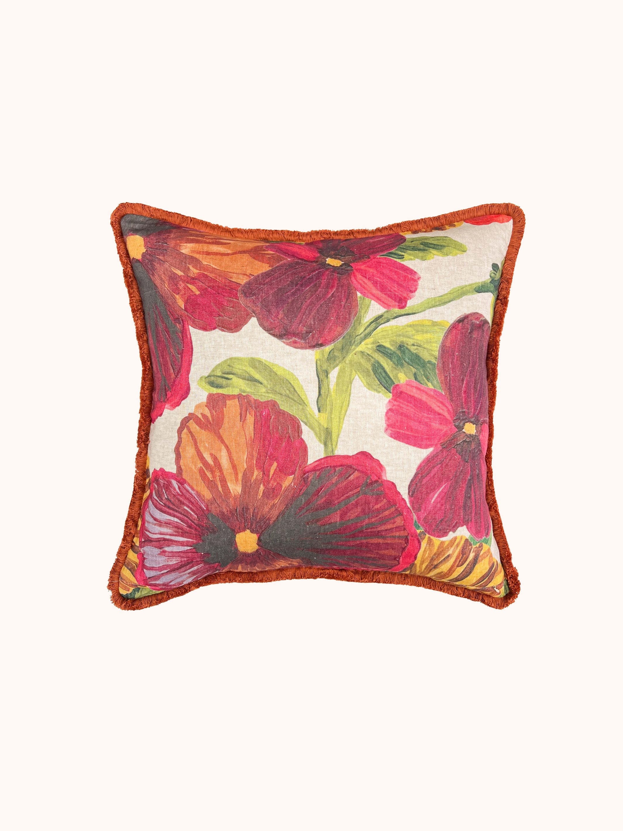 Wild Pansy Multi Linen Cushion - Almost Perfect