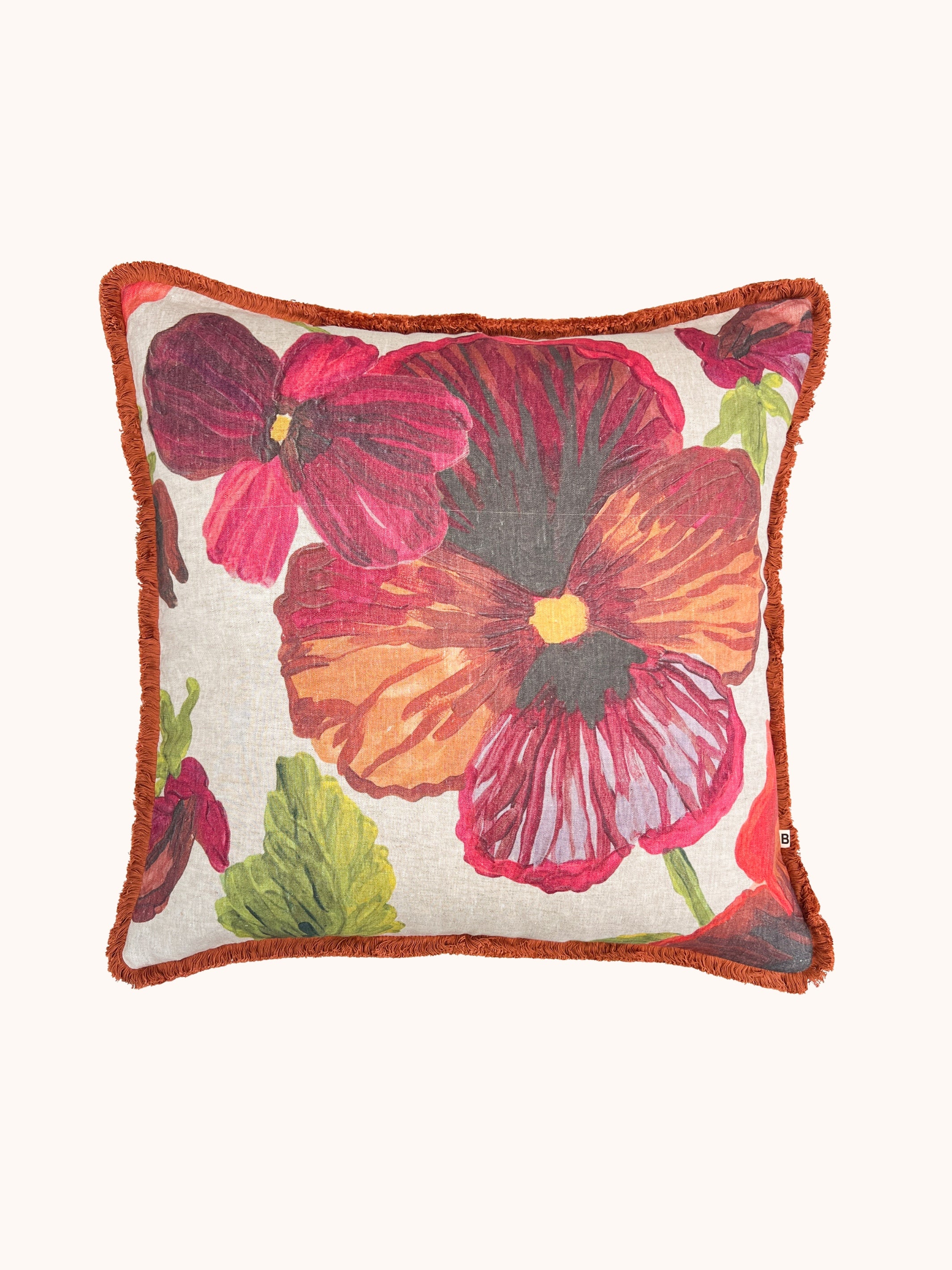 Wild Pansy Multi Linen Cushion - Almost Perfect