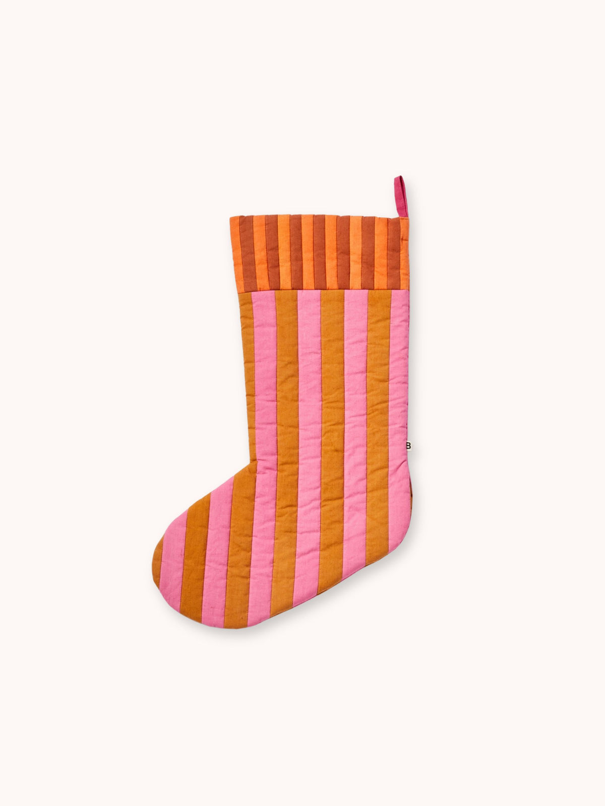 Stripe Tan Pink Christmas Stocking