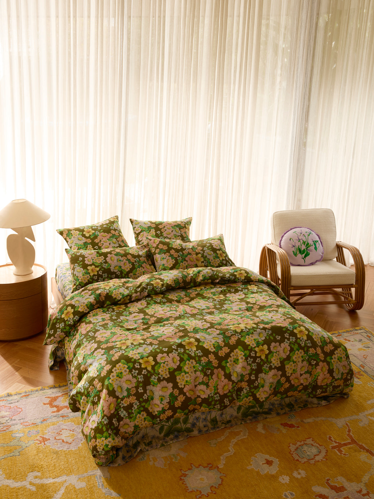 Buttercup Olive Linen Quilt Cover