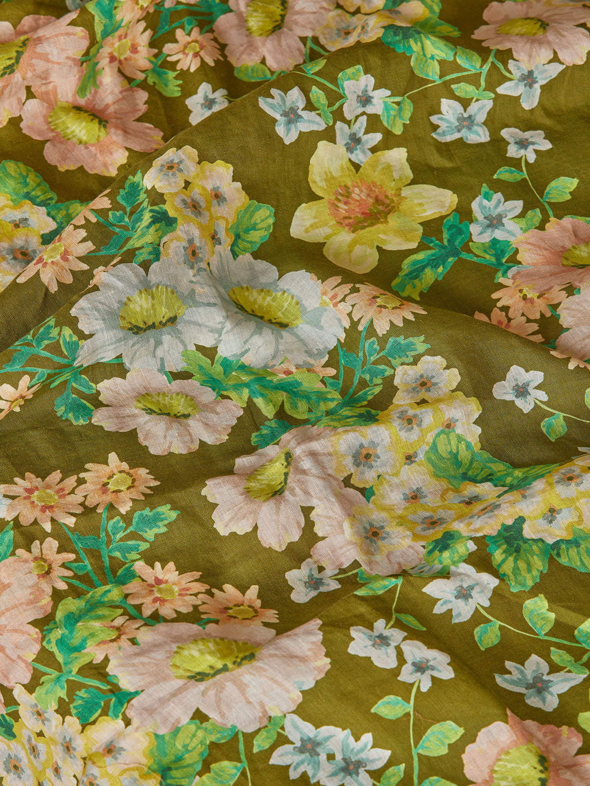 Buttercup Olive Linen Fitted Sheet