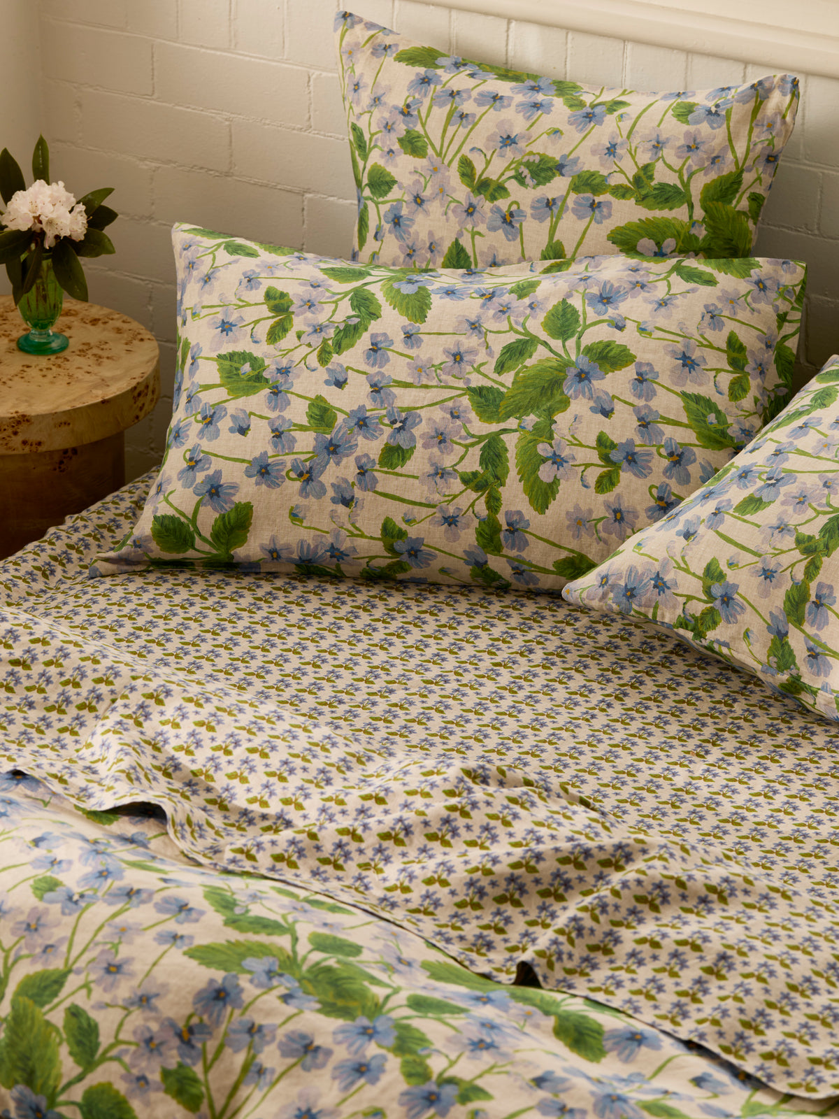 Petit Madeline Blue Linen Flat Sheet