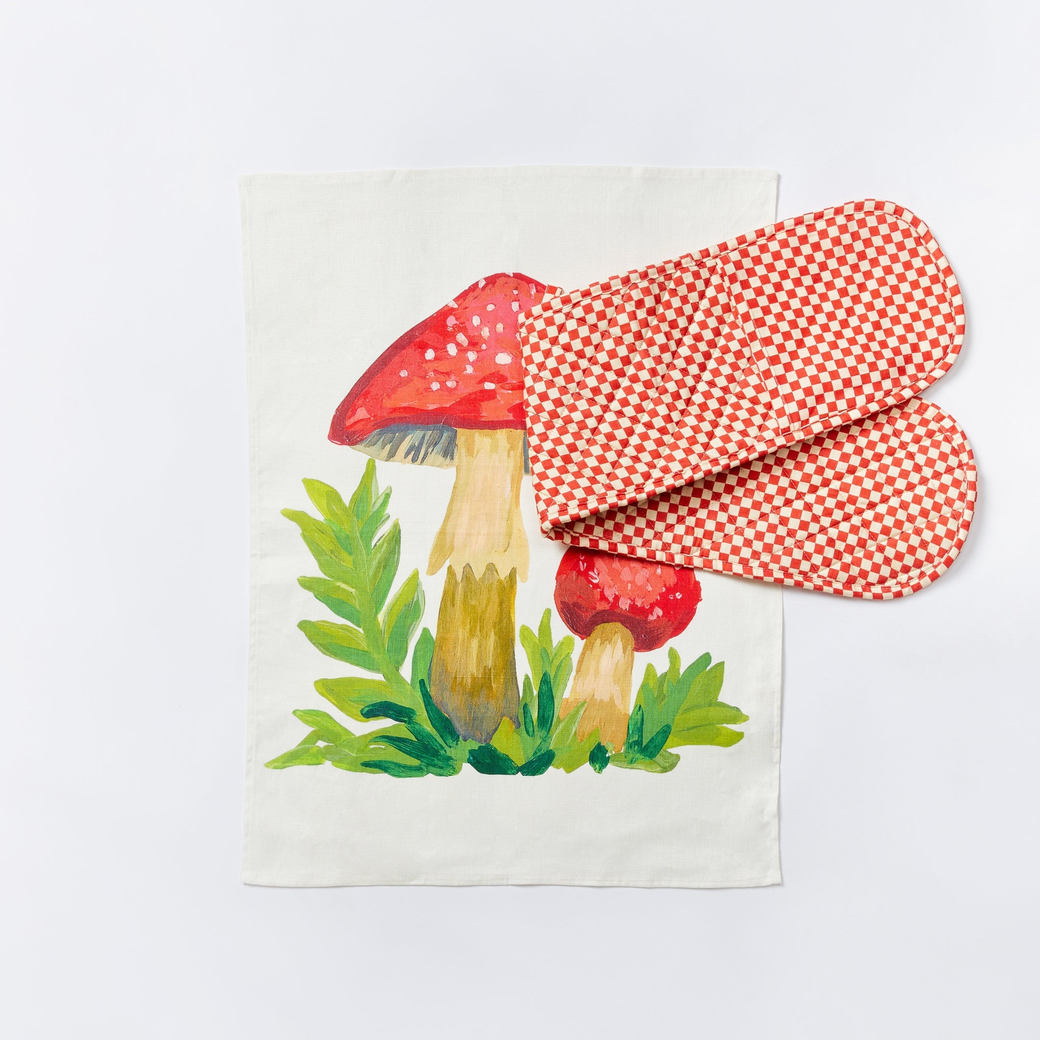 Mushroom Red Tea Towel