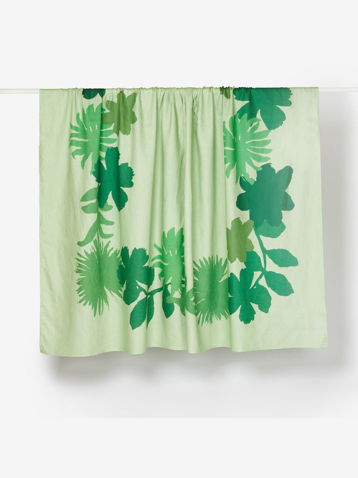 Flora Green Linen Bed Cover