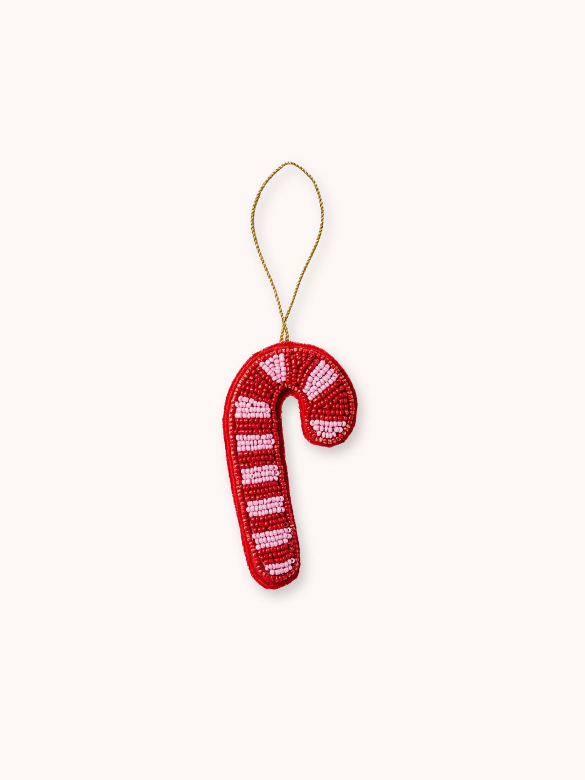 Candy Cane Red Beaded Christmas Decoration