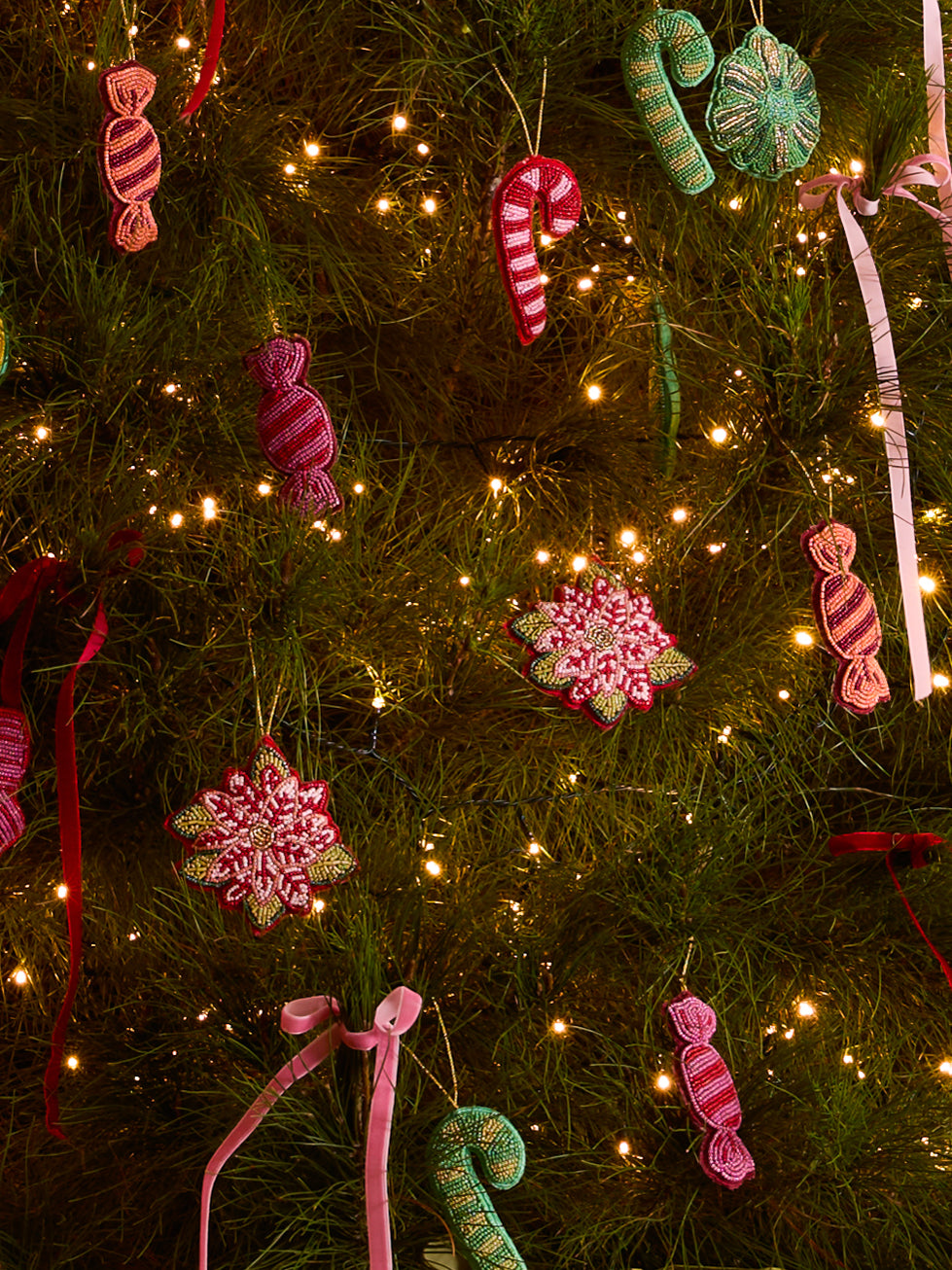 Bonnie and Neil | Poinsettia Red Beaded Christmas Decoration