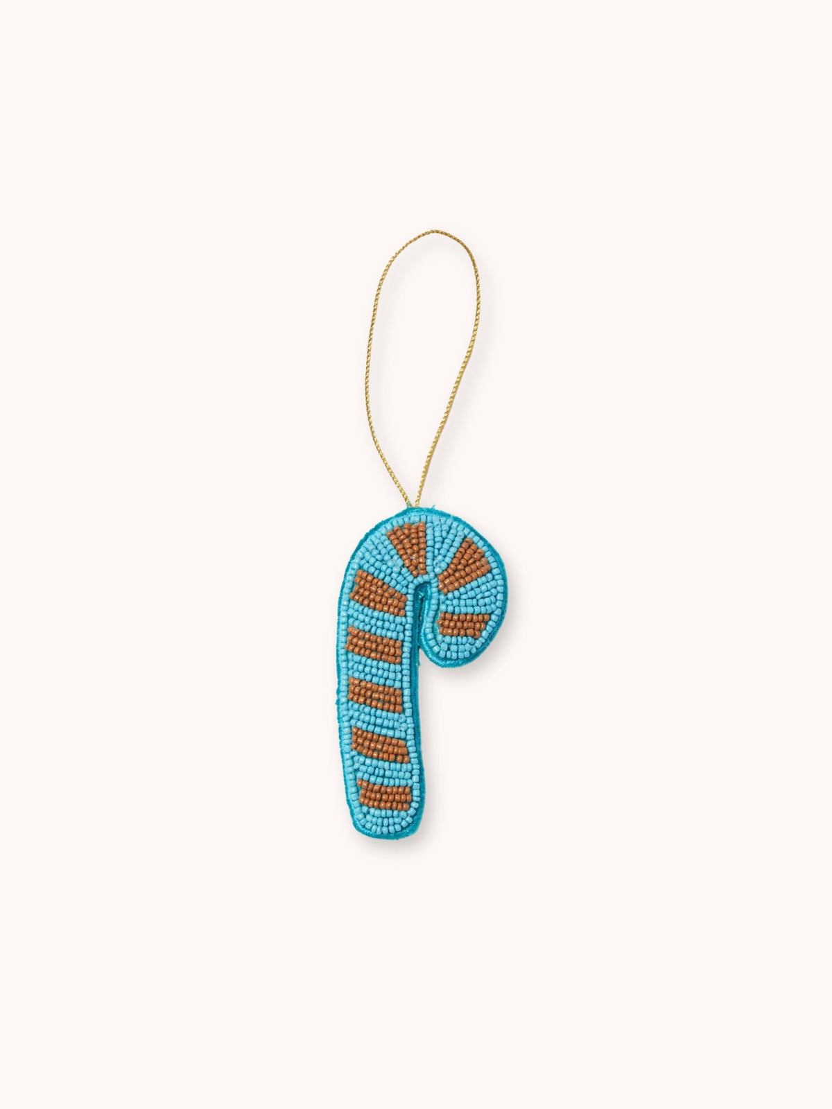 Candy Cane Blue Beaded Christmas Decoration