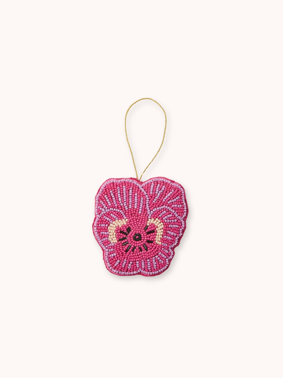 Pansy Bright Pink Beaded Christmas Decoration