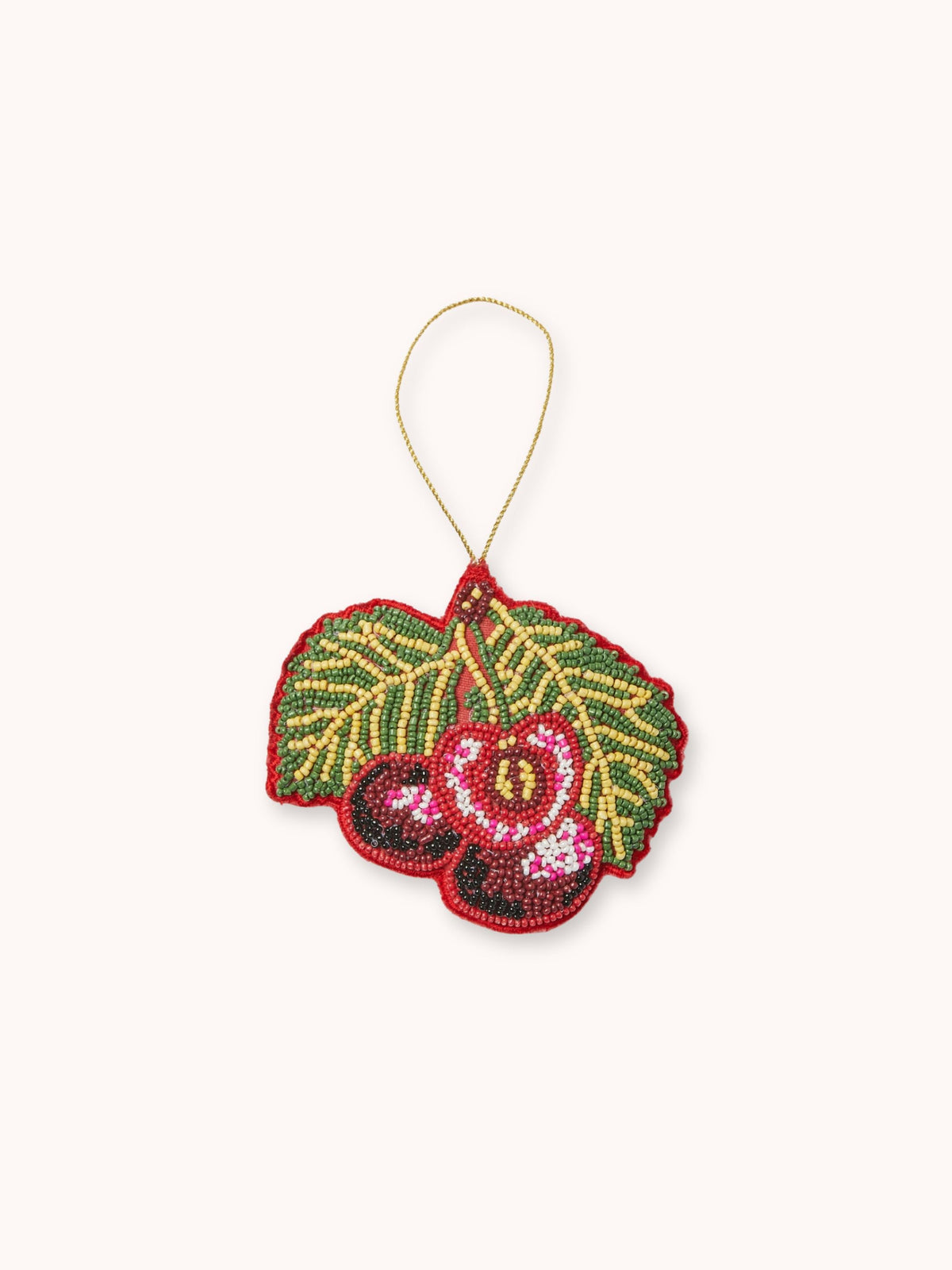 Cherry Red Beaded Christmas Decoration