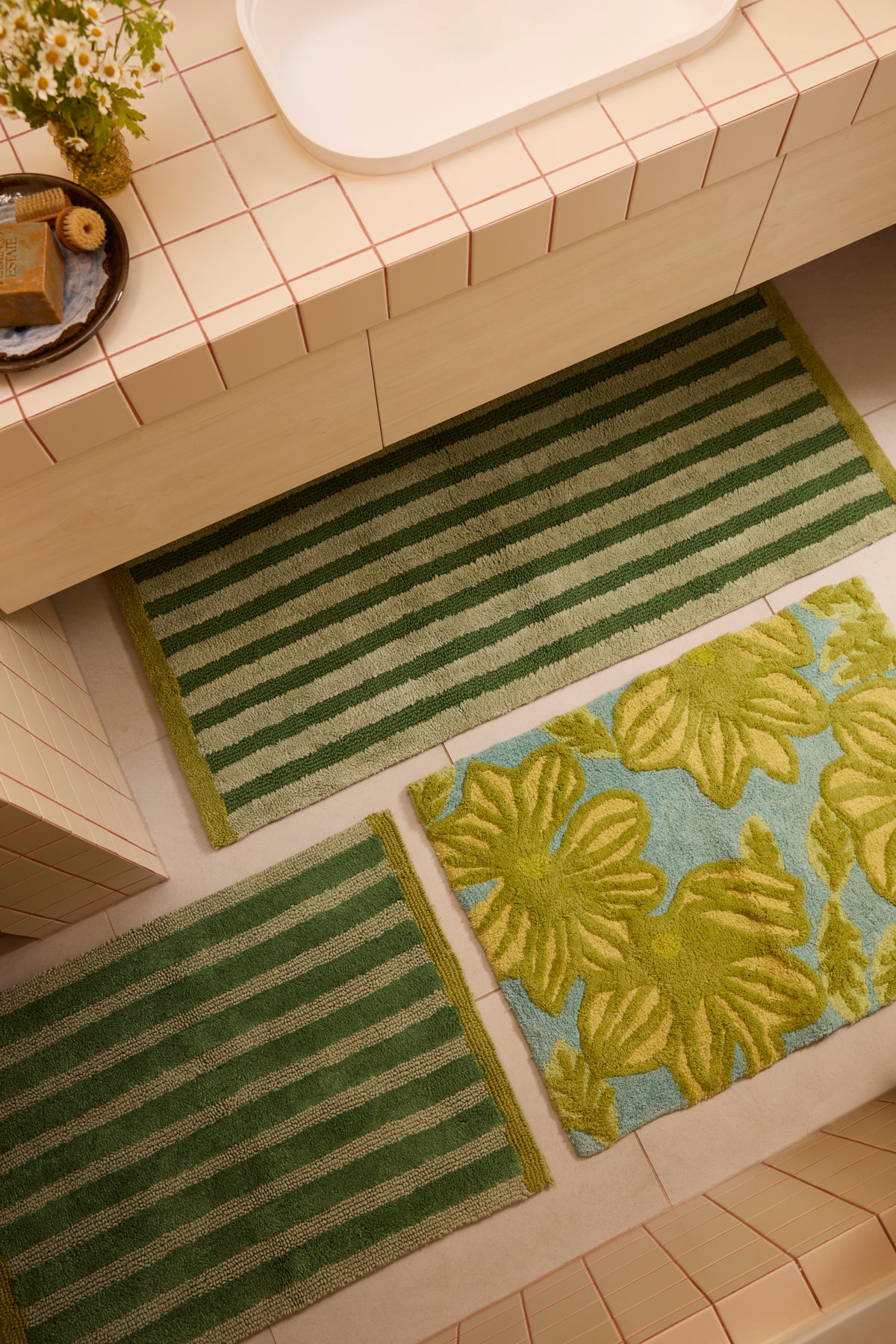 Stripe Khaki Bath Mat