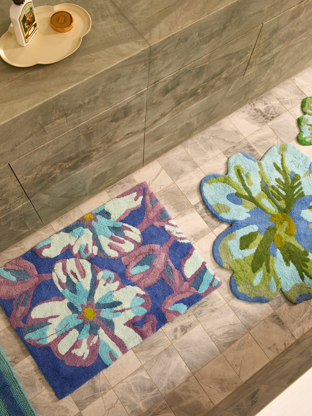 Dutch Floral Blue Bath Mat