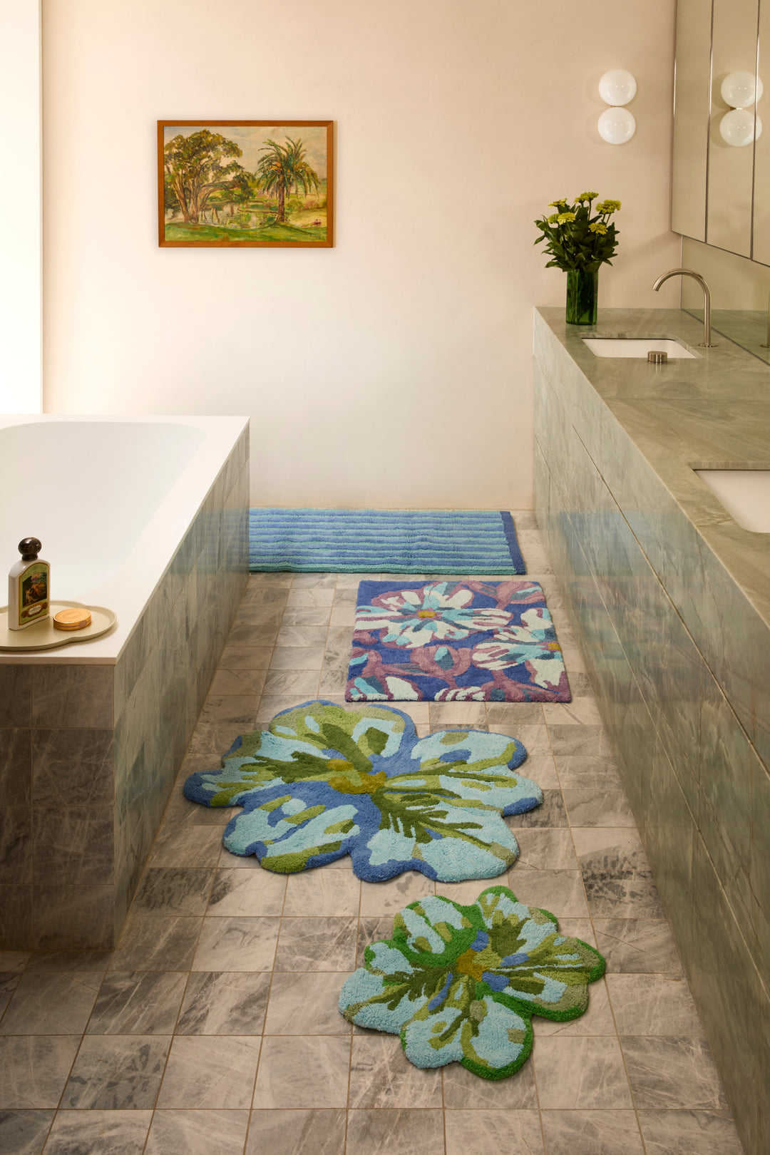 Dutch Floral Blue Bath Mat