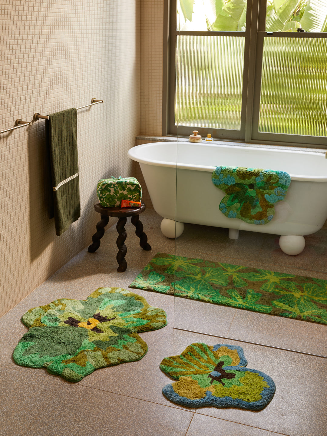 Mave Khaki Long Bath Mat