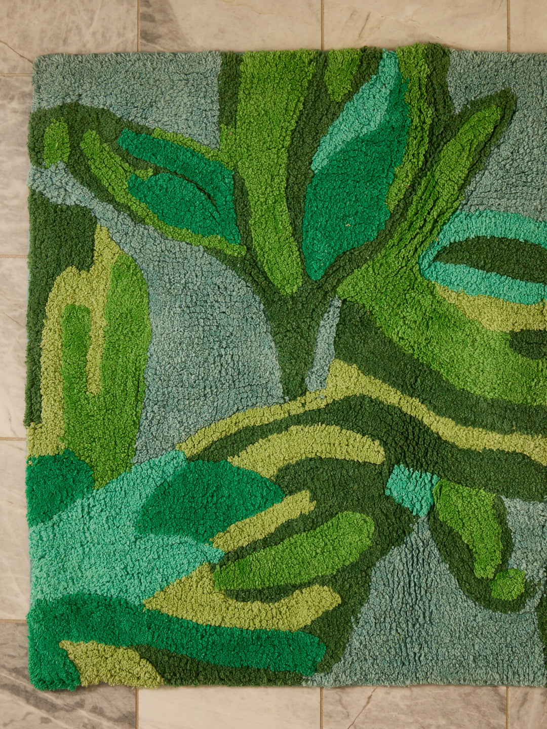 Dutch Floral Green Long Bath Mat