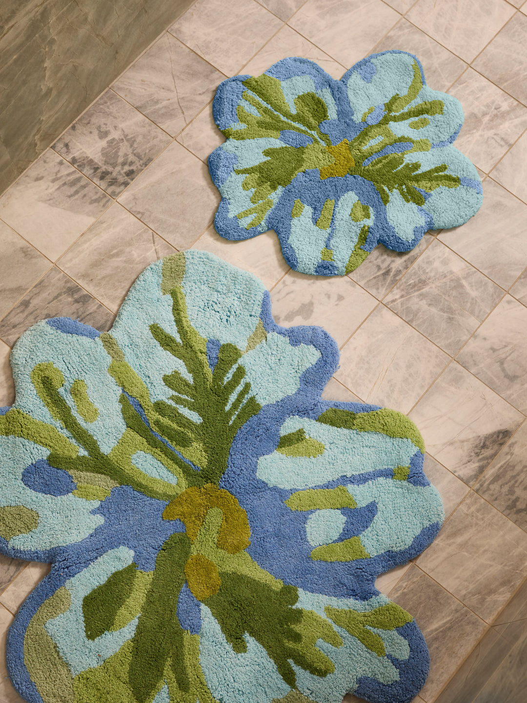 Mini Tulip Blue Green Bath Mat